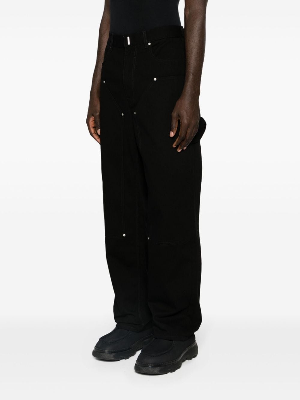 wide-leg logo-plaque carpenter jeans - 3