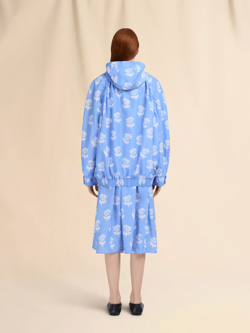 LIGHT BLUE TAFFETA BOMBER WITH SPRAYED ROSES PRINT - 3