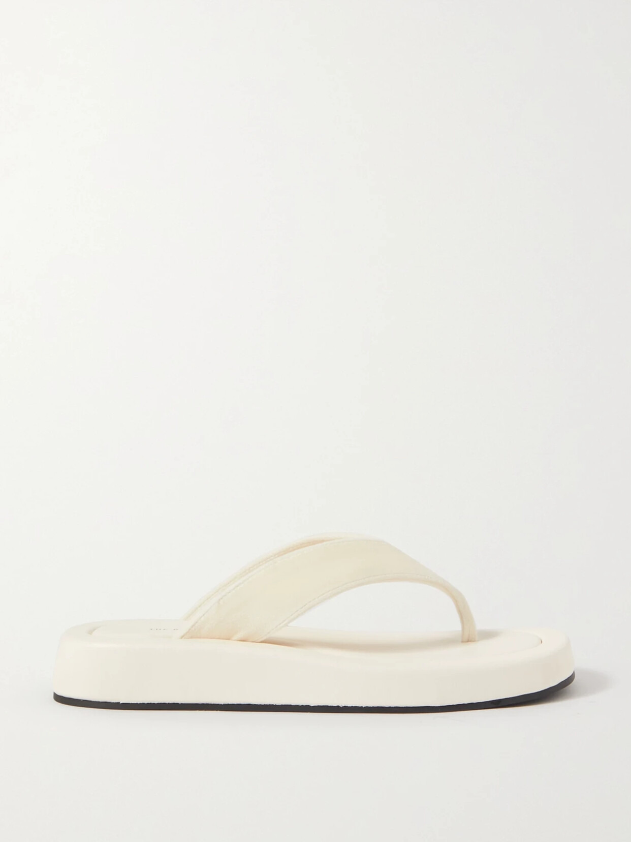 Ginza Leather And Velvet Platform Flip Flops - 1