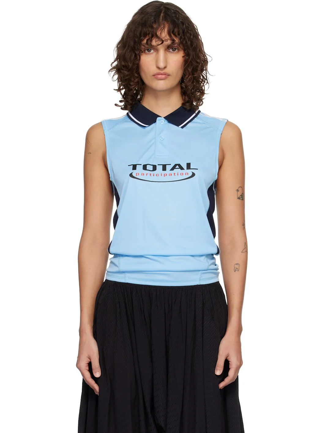 Blue Shrunken Stretch Football Vest Tank Top - 1