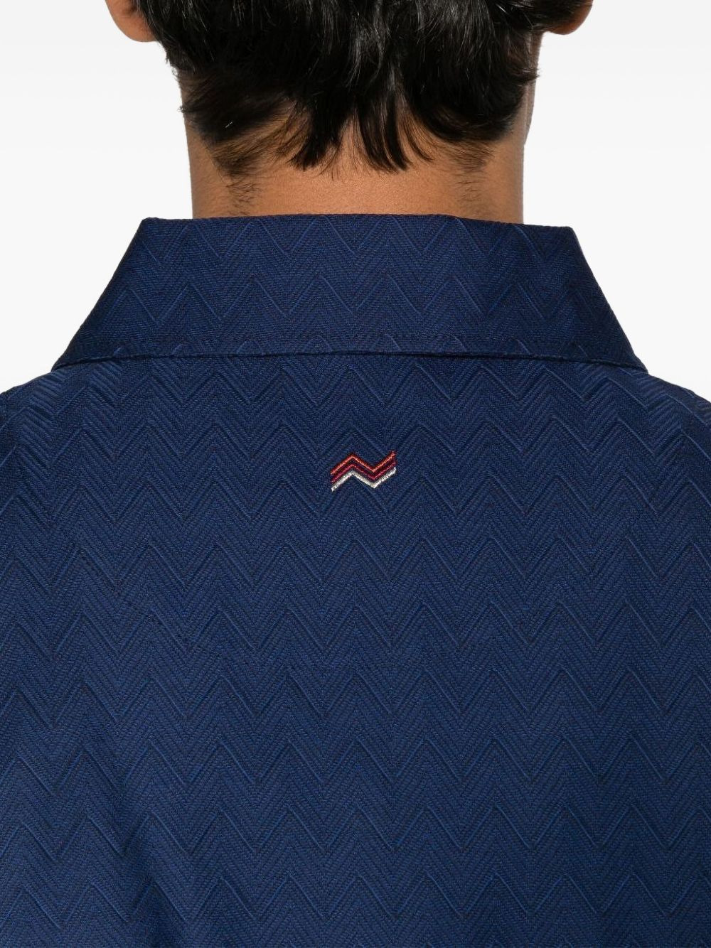 zigzag-woven polo shirt - 4