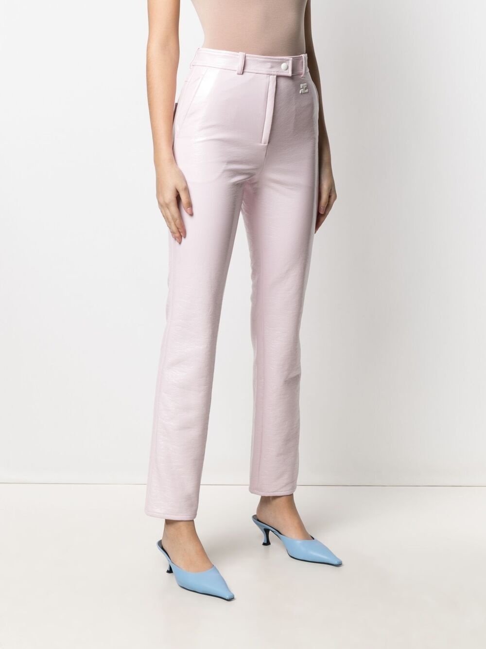 slim-cut vinyl trousers - 3