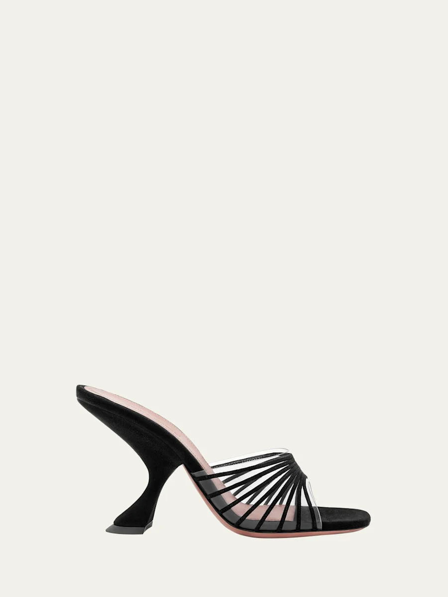 Mookie Suede PVC Comma-Heel Mules - 1