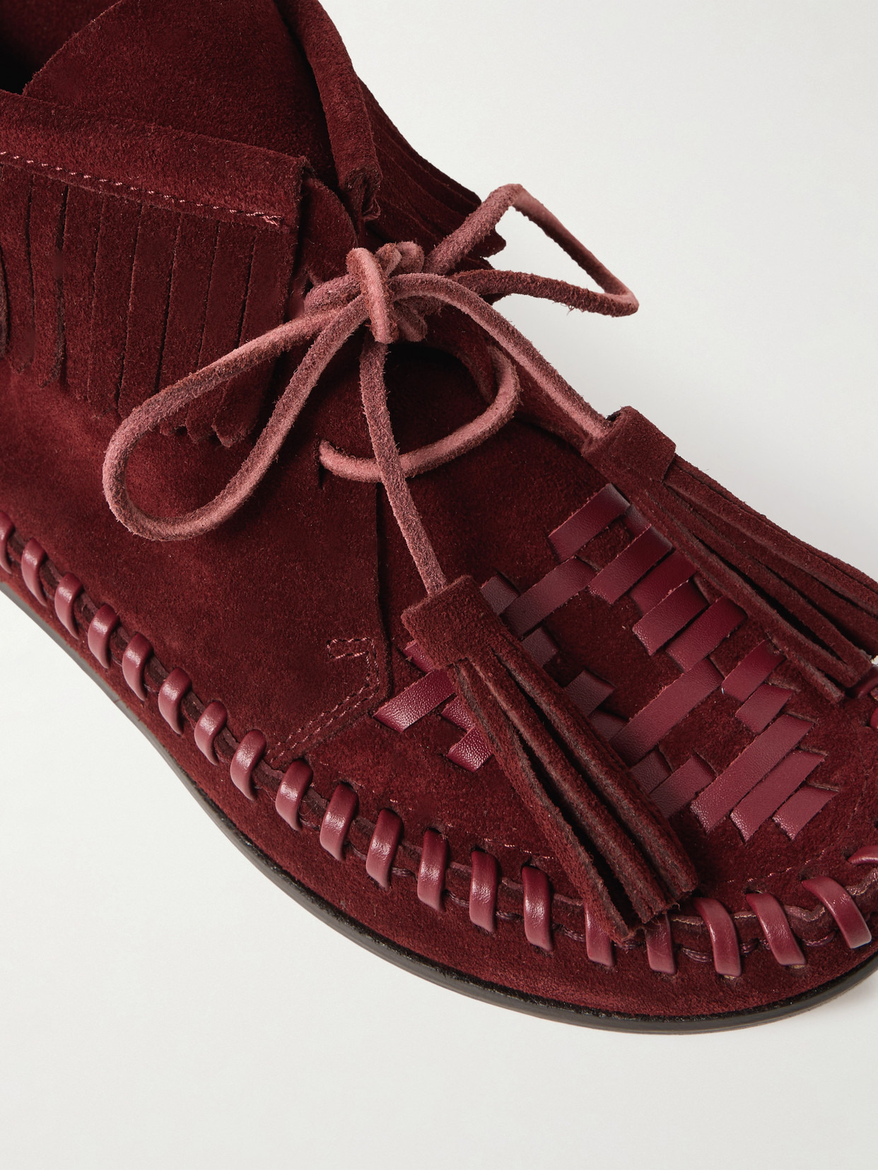 Felsa Fringed Tasseled Leather-trimmed Suede Ankle Boots - 4