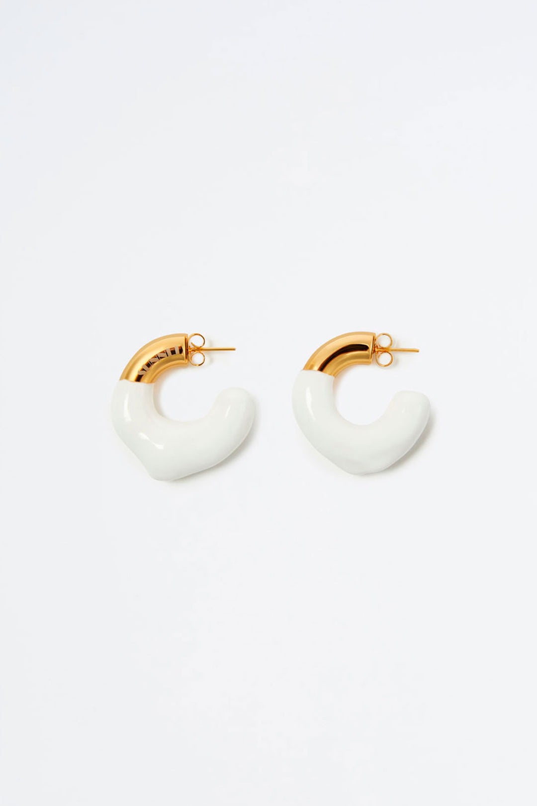 SMALL RUBBERIZED EARRINGS GOLD / white - 1