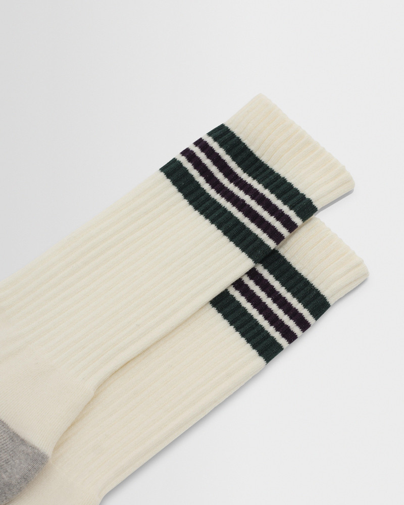 Wax London Thorpe - Ecru And Green Preppy Stripe Socks outlook