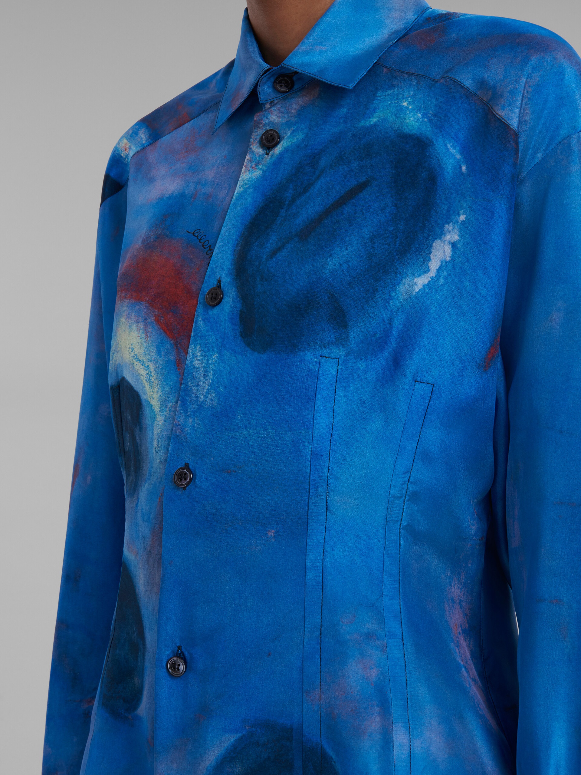 SILK SHIRT DRESS WITH BUCHI BLUE PRINT - 5