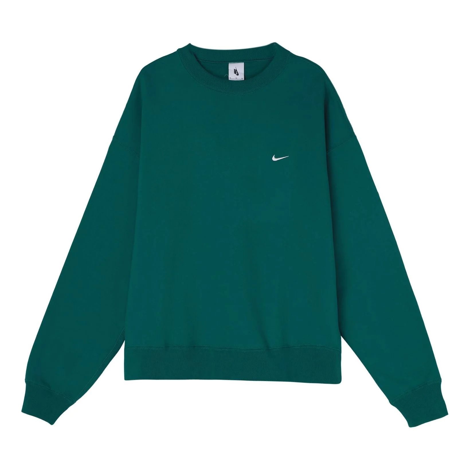 Men's Nike Lab Fleece Crew Solid Color Plush Stay Warm Sports Round Neck Pullover Green DA0318-340 - 1