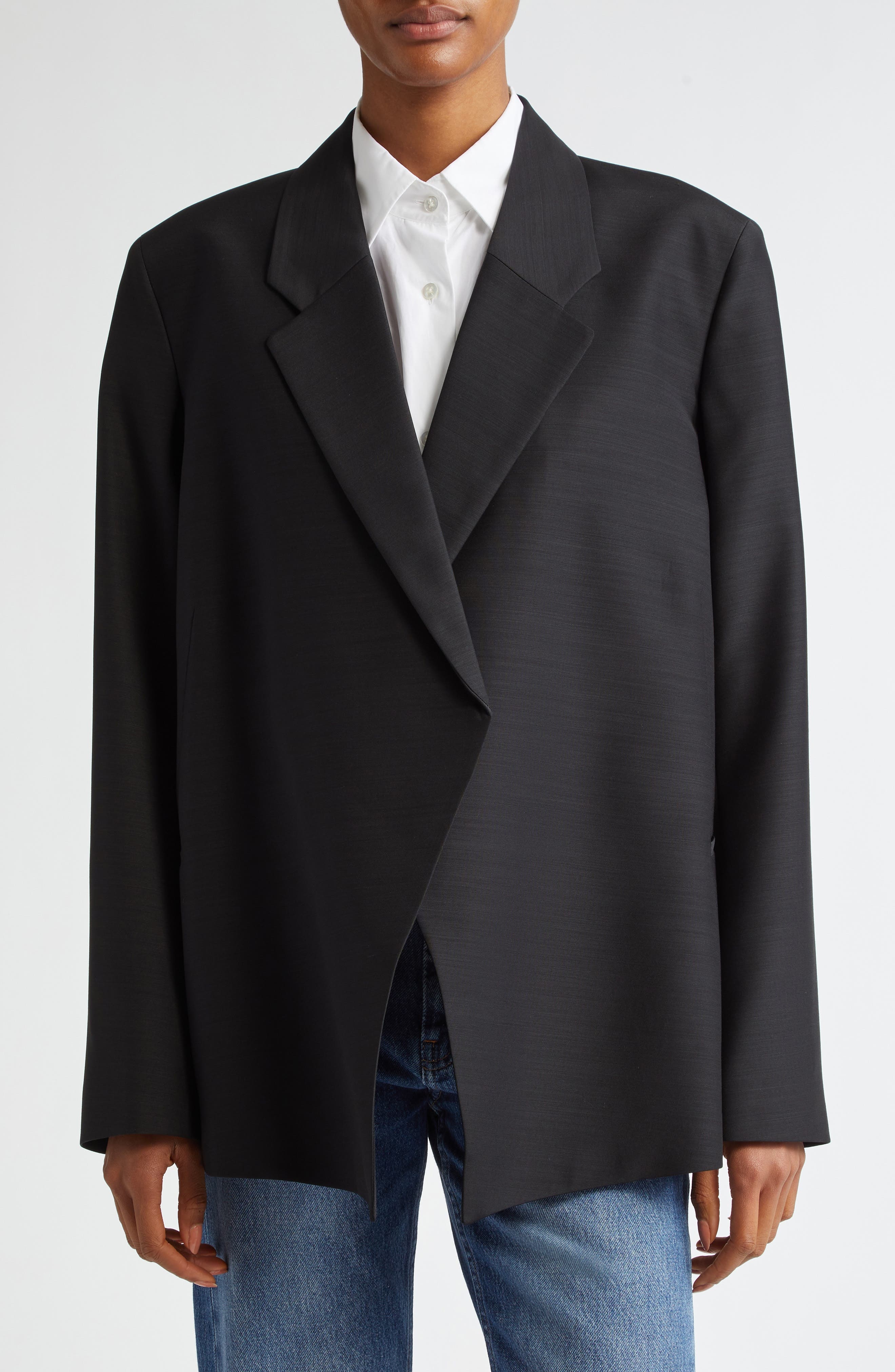 BITE Studios Polus Asymmetric Wool Blazer in Black at Nordstrom - 1