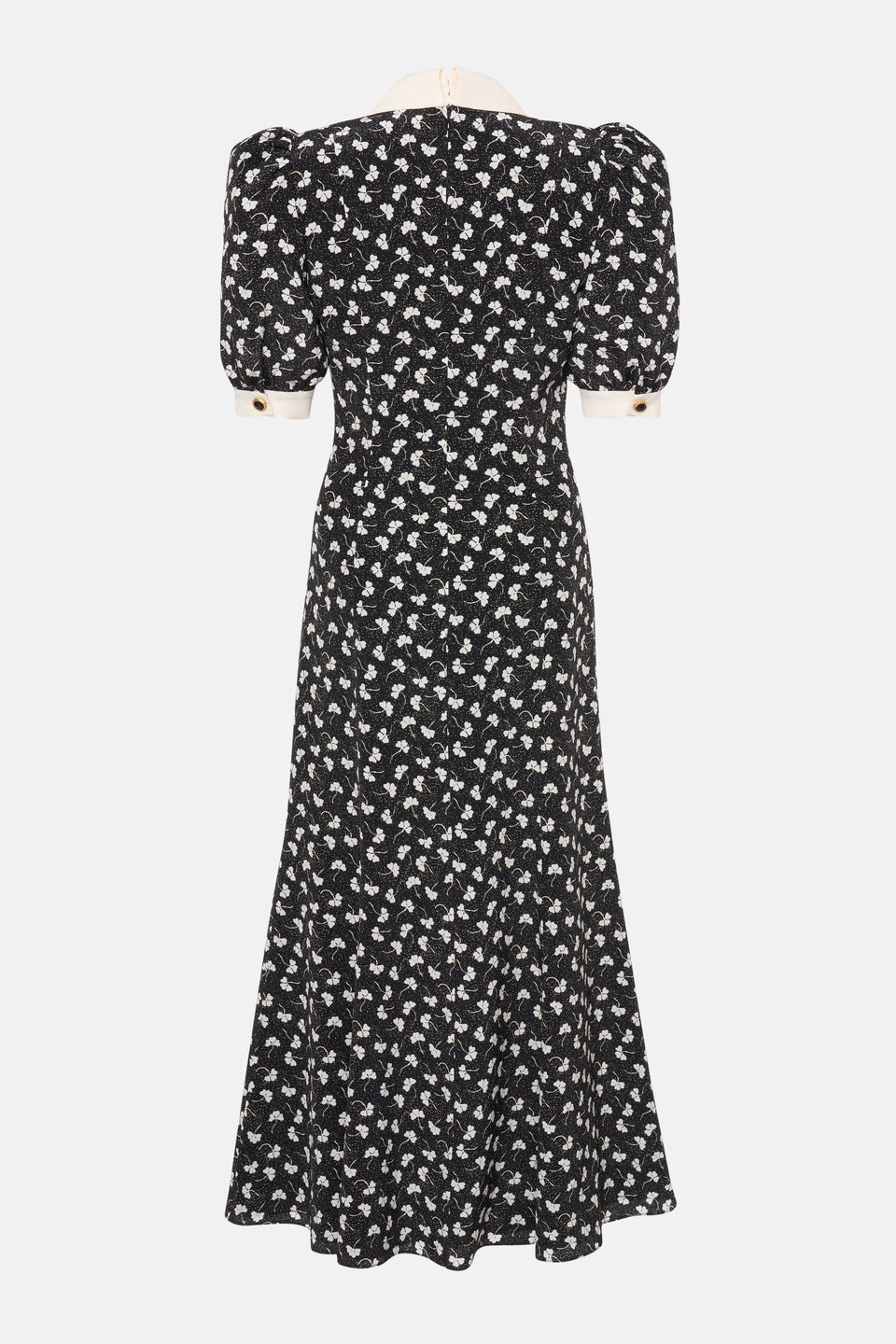 CLOVER PRINT SILK DRESS WITH JWL BUTTONS AND BOW - 2