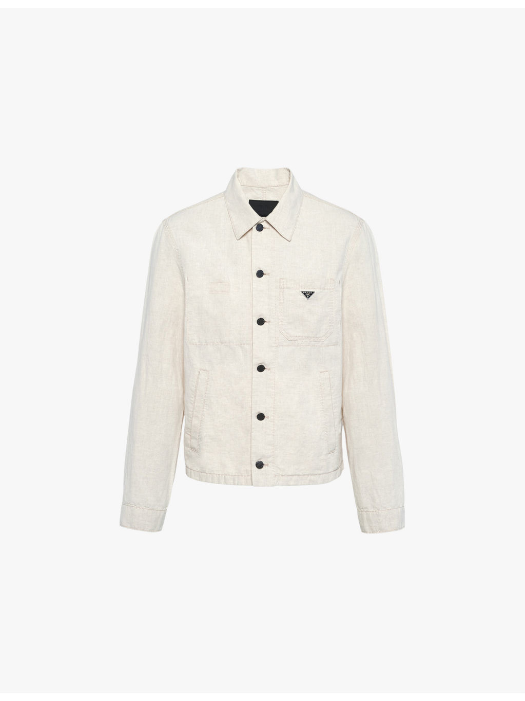 Branded-plaque chest-pocket cotton-blend jacket - 1