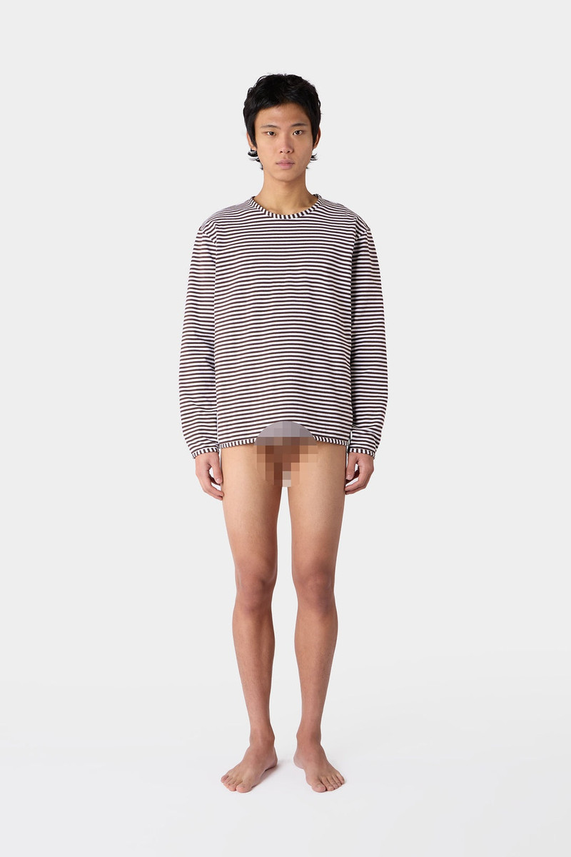 STRIPED LONGSLEEVE T-SHIRT / brown and optical white 5