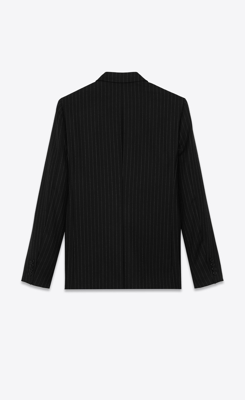 SAINT LAURENT flannel jacket in rive gauche stripes wool flannel outlook