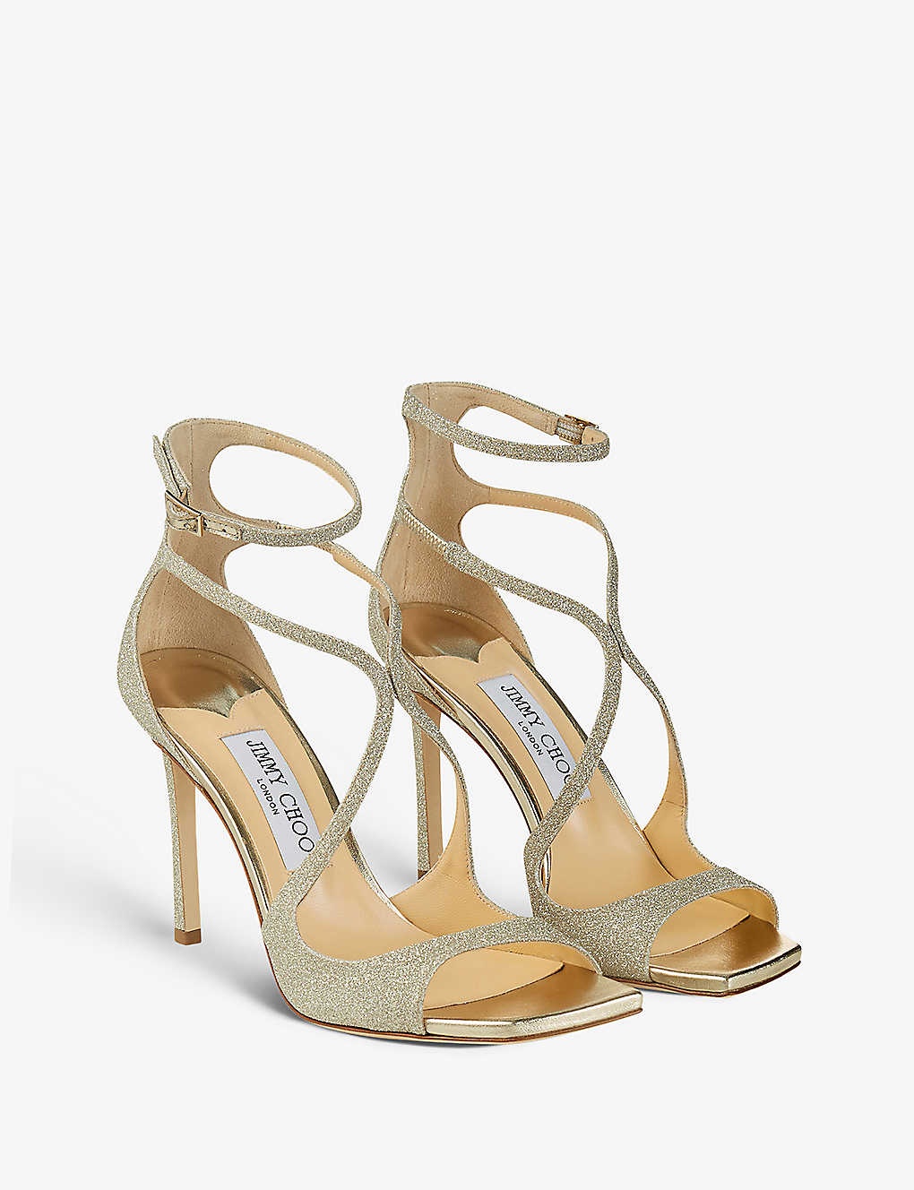 Azia strappy 95 glitter-woven heeled sandals - 4