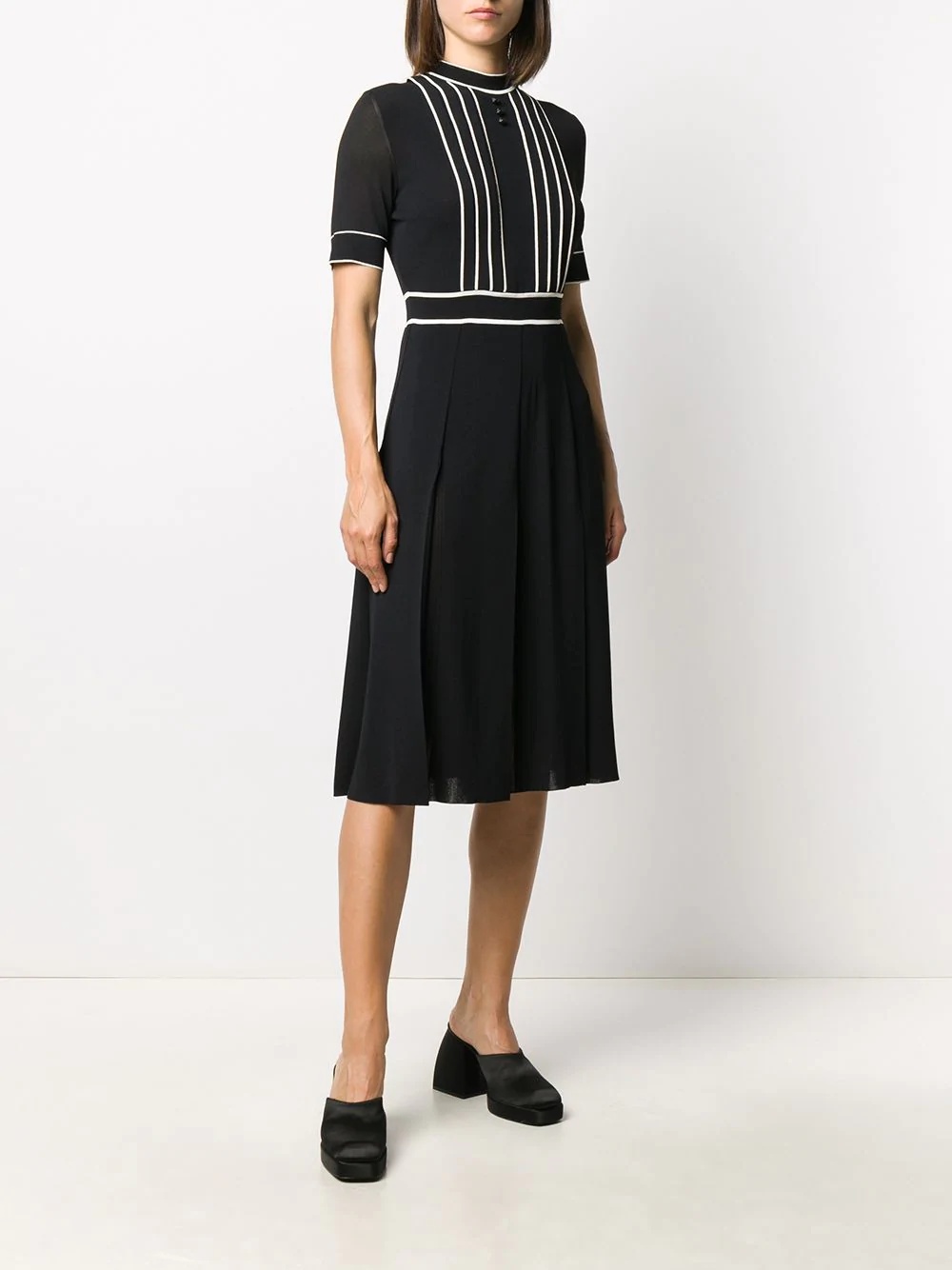 contrast piping dress - 3