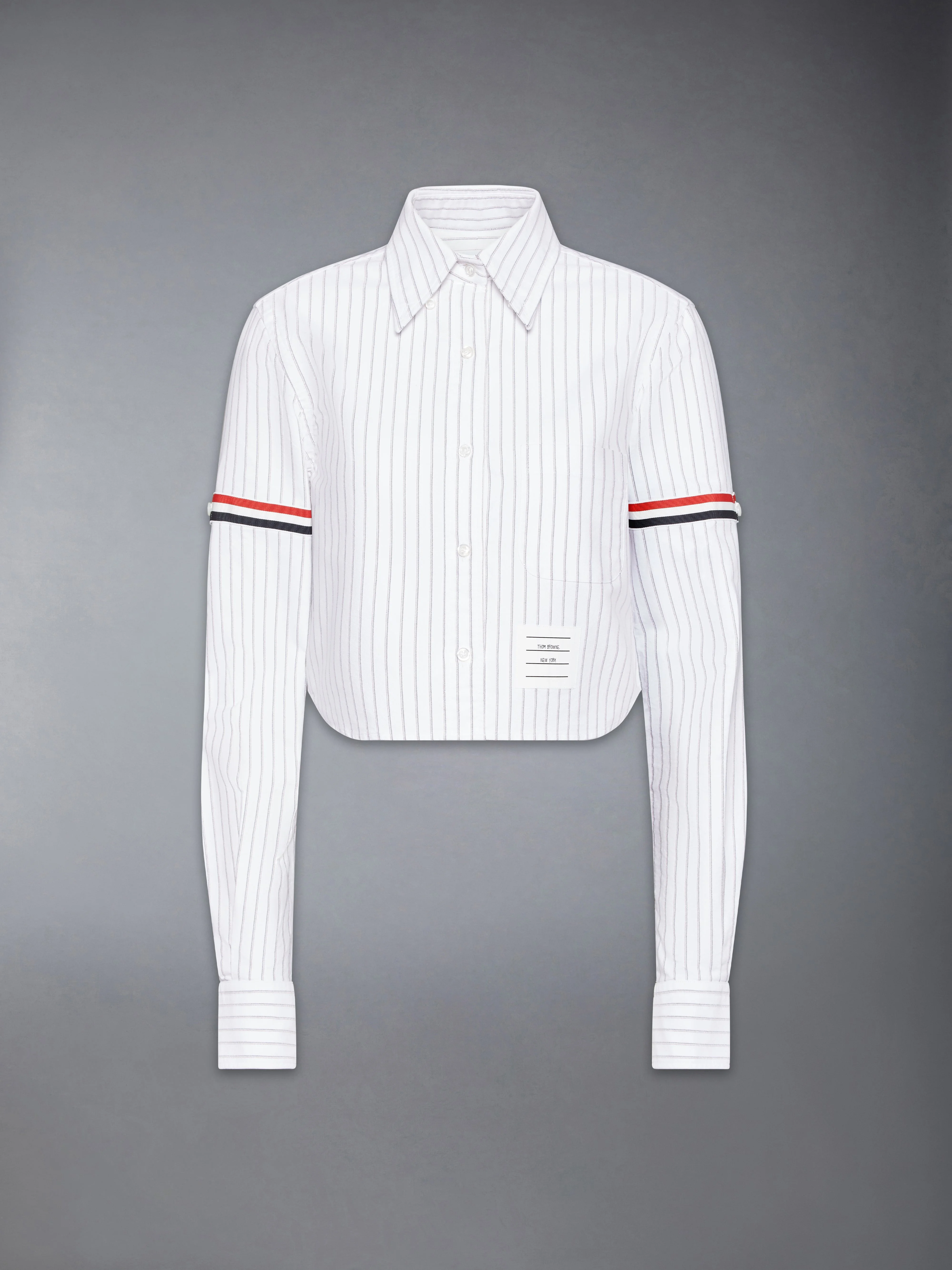OXFORD PINSTRIPE ARMBAND CROPPED SHIRT - 1