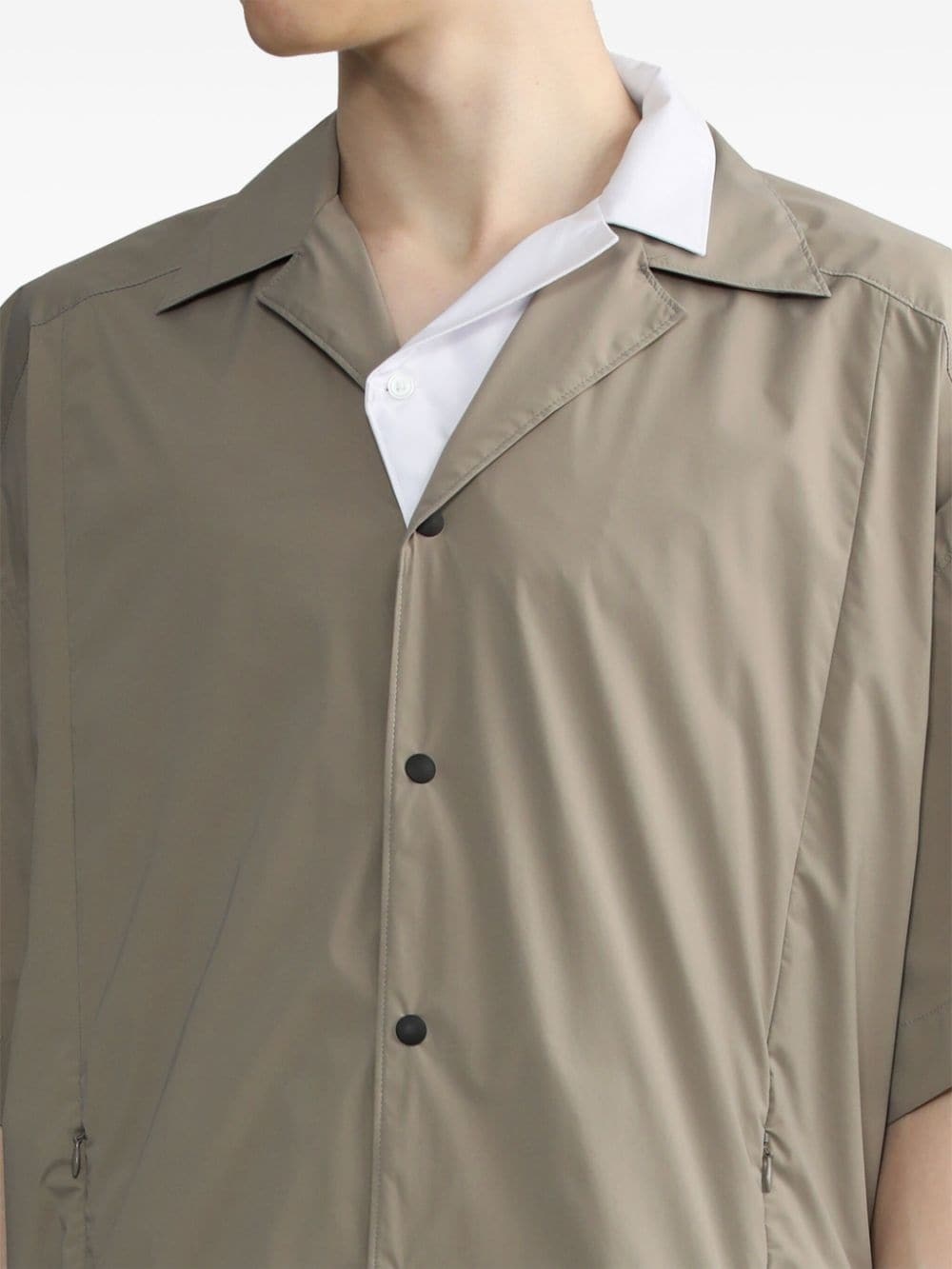 contrast-collar layered shirt - 5