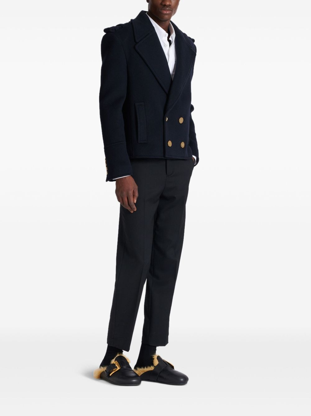 cropped reefer jacket - 5