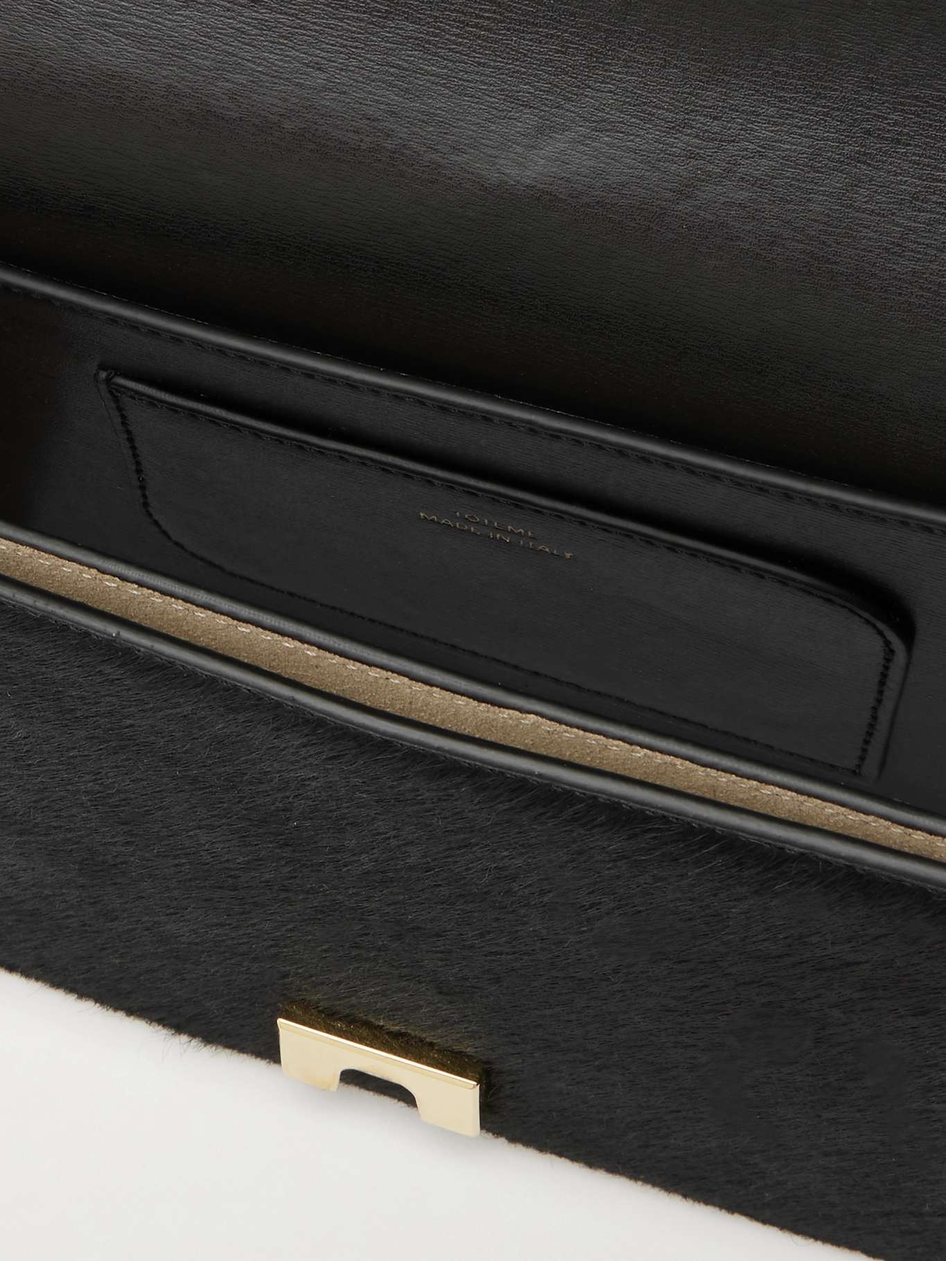 Mini T-Flap leather-trimmed calf hair shoulder bag Black - 5