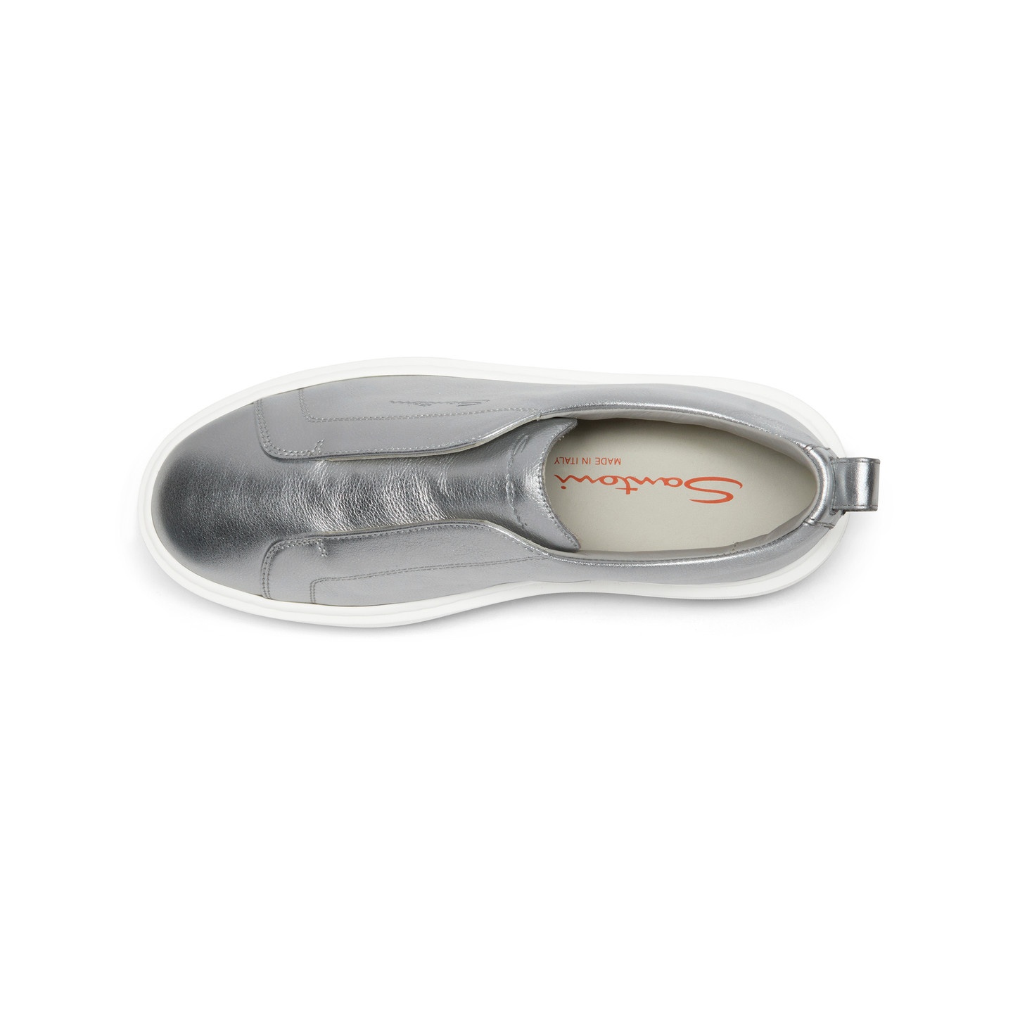 Women's silver laminated leather slip-on sneaker - 5