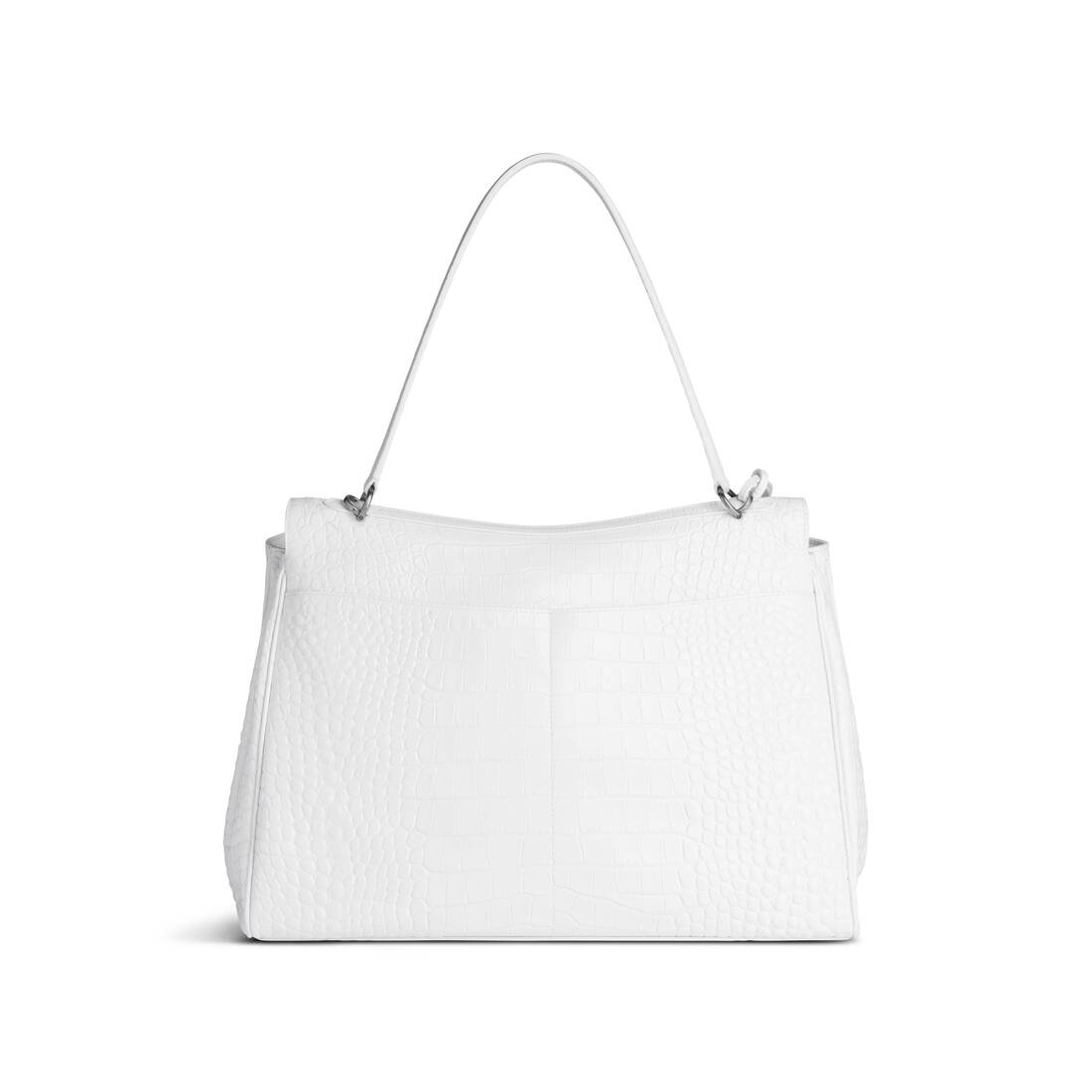 Women's Rodeo Large Handbag Crocodile Embossed  in White - 4