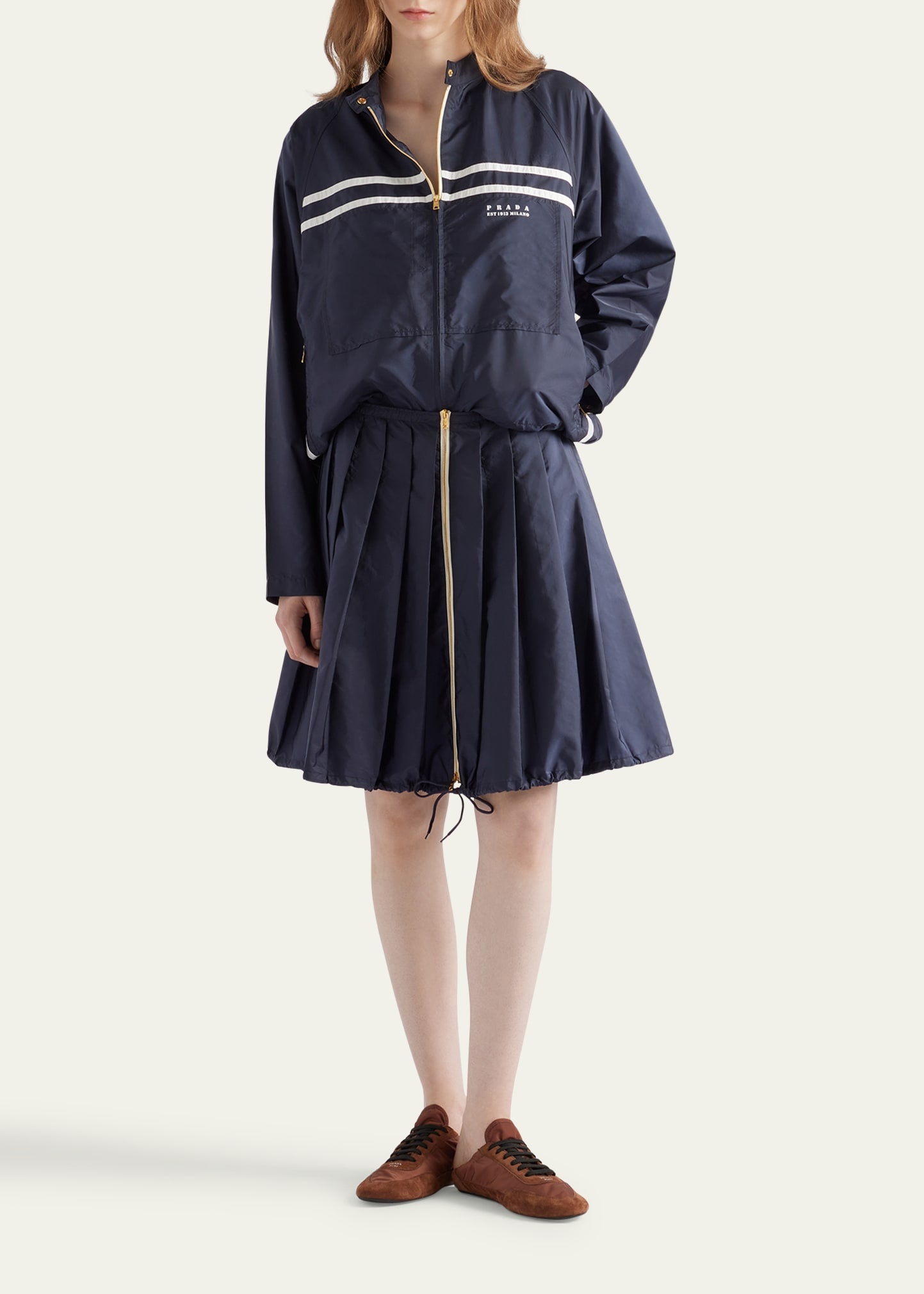 Pleated Re-Nylon Drawstring Skirt - 2