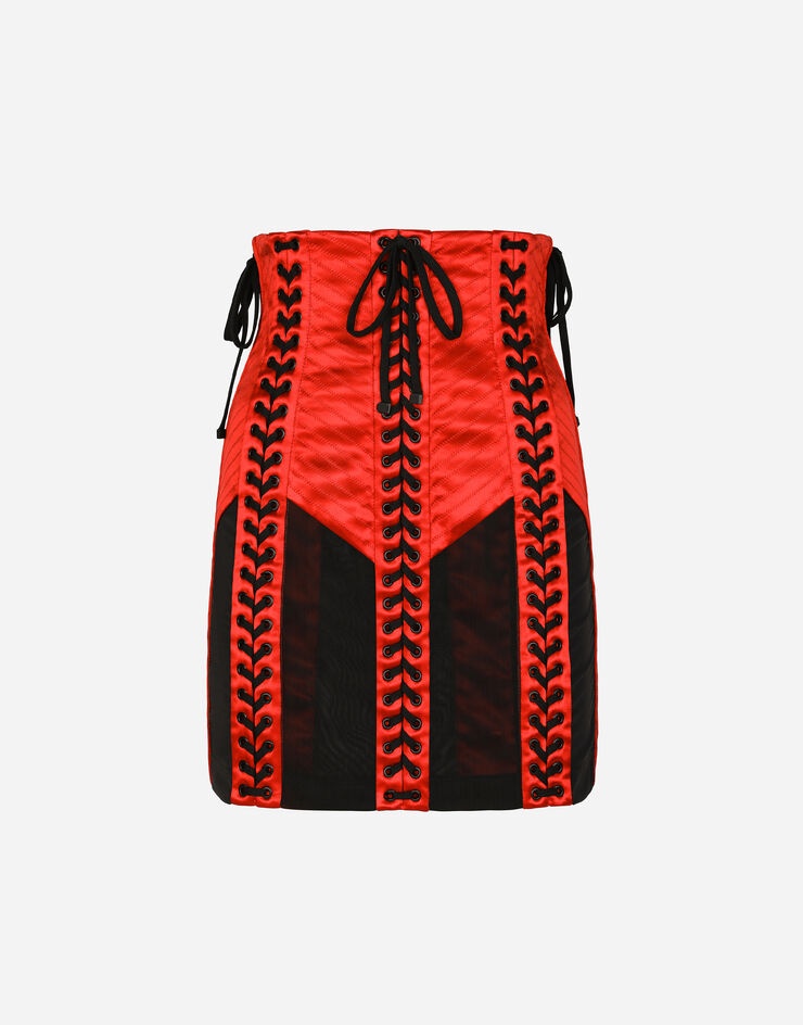 Corset-style miniskirt with laces and eyelets - 1