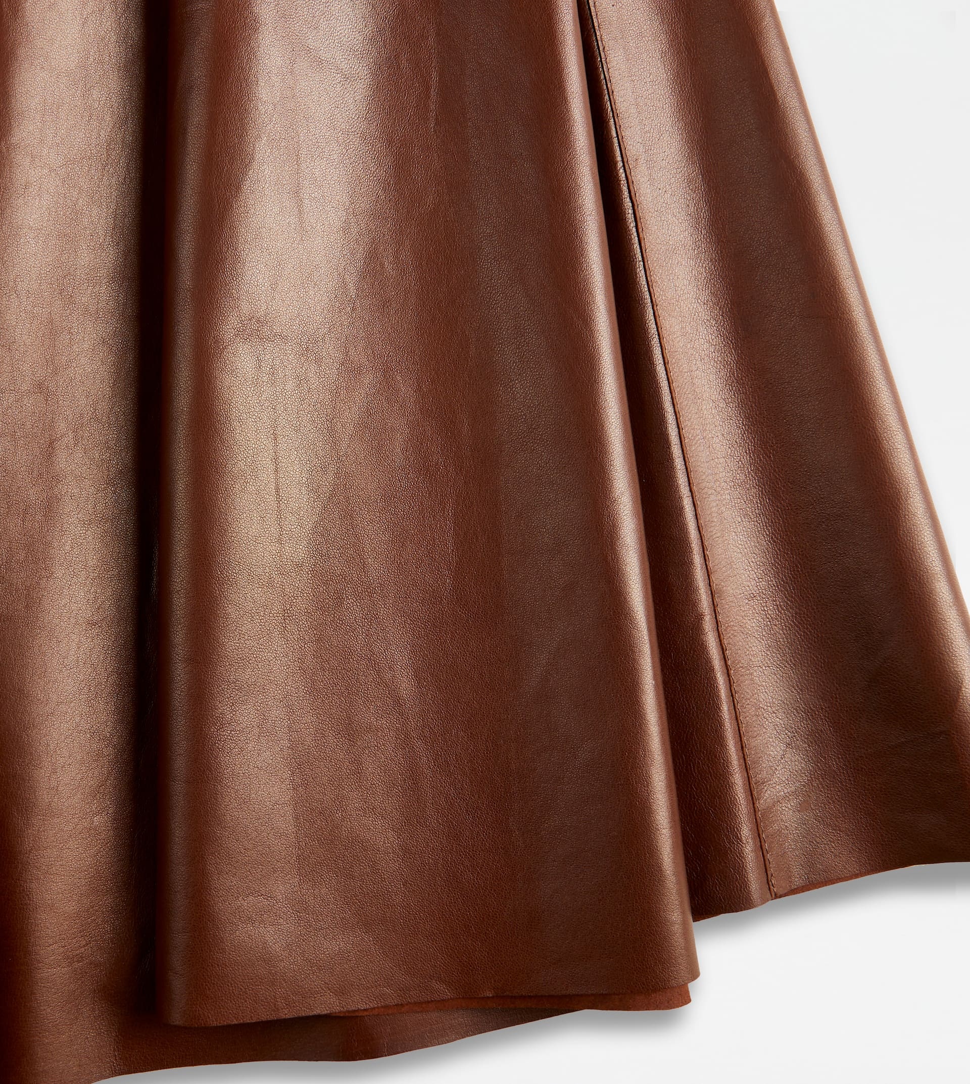 FLARED SKIRT IN LEATHER - BROWN - 9