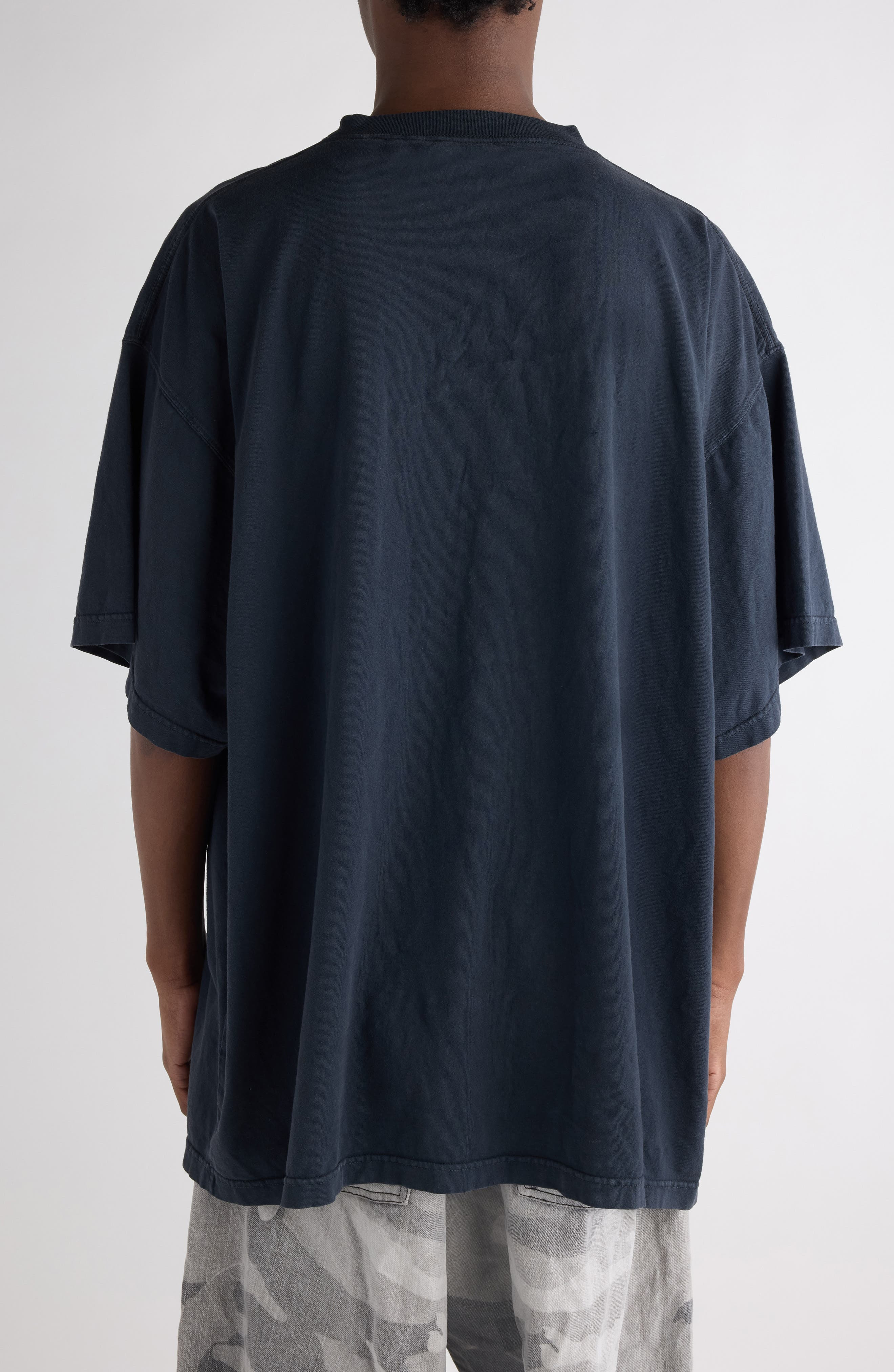 Balenciaga Loop Sports Icon Oversize Cotton T-Shirt in 1041 Faded Washed Black at Nordstrom - 3