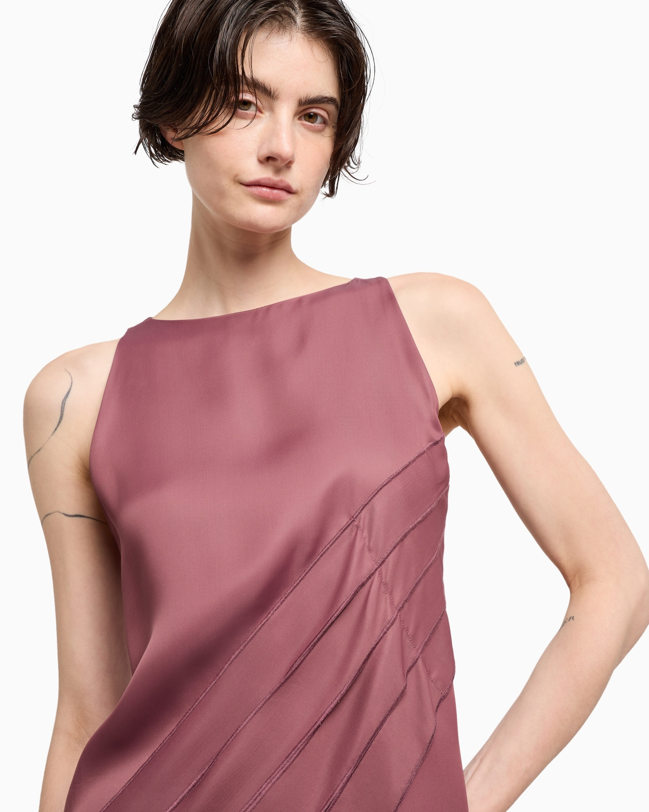 POLYGON CAPSULE COLLECTION DRESS WITH SATIN-FRINGED DETAILS - 5