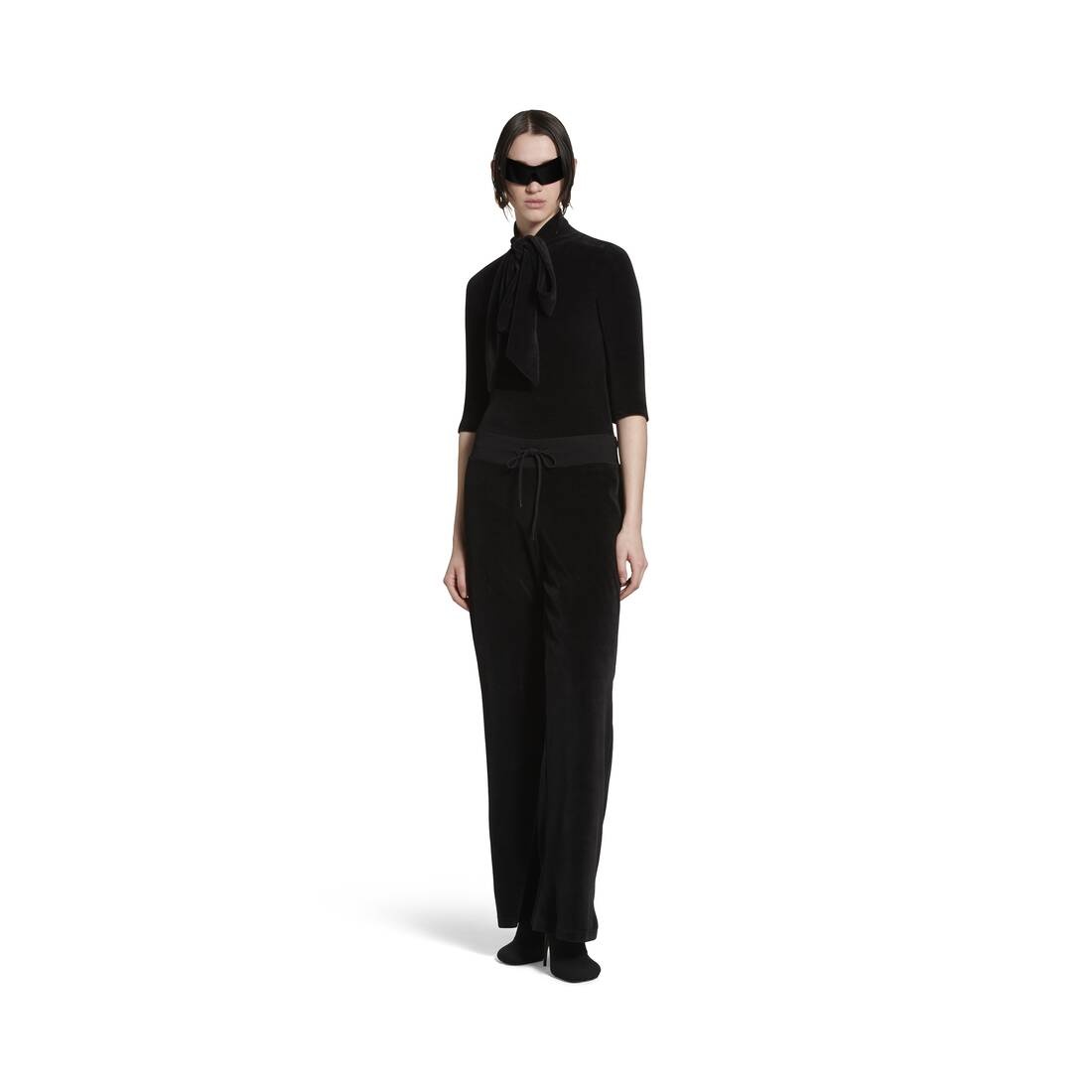 Women's Scarf Fitted Turtleneck in Black - 2