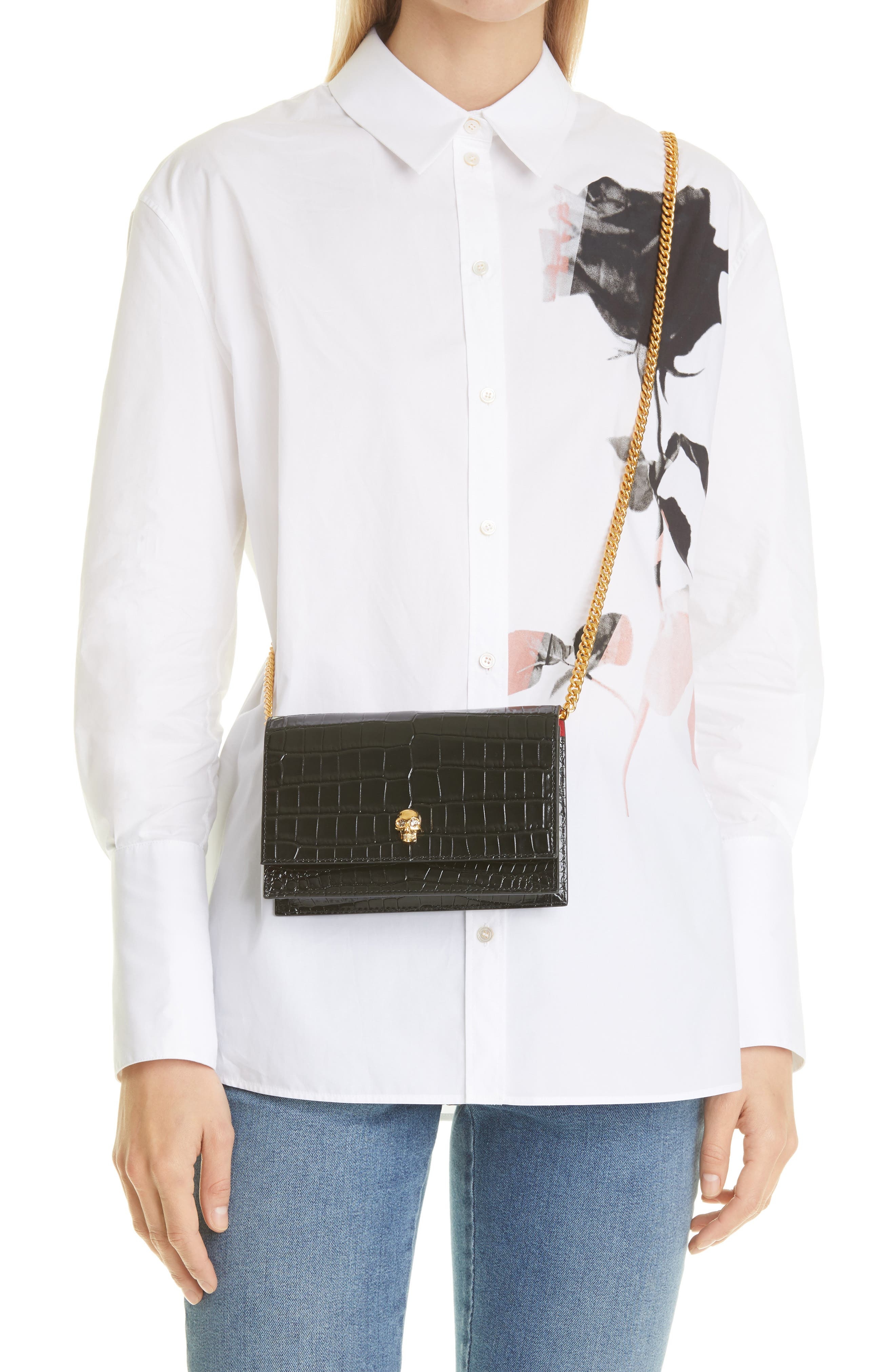 Mini Skull Croc Embossed Leather Bag - 2