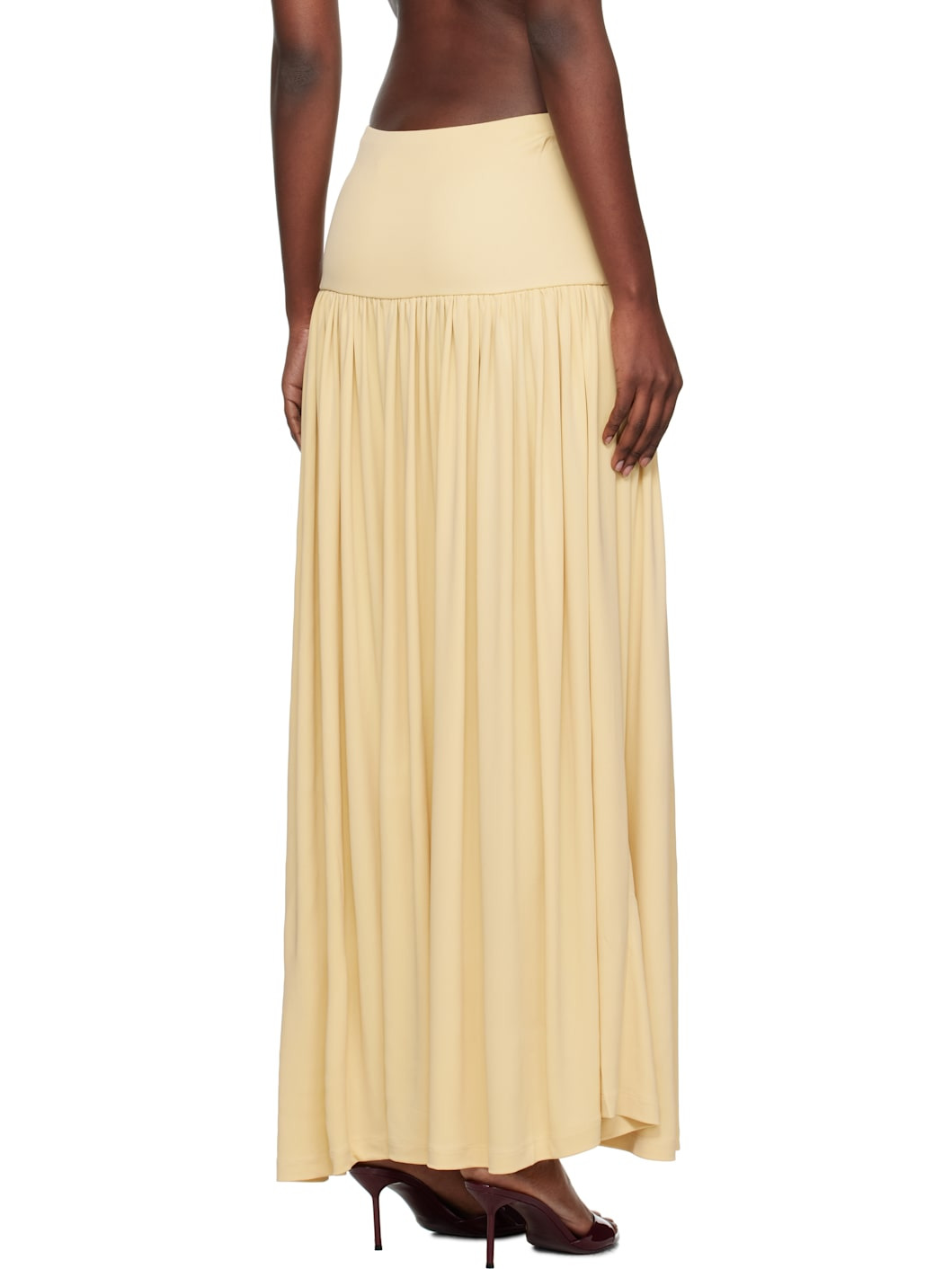 Yellow Gathered Maxi Skirt - 3