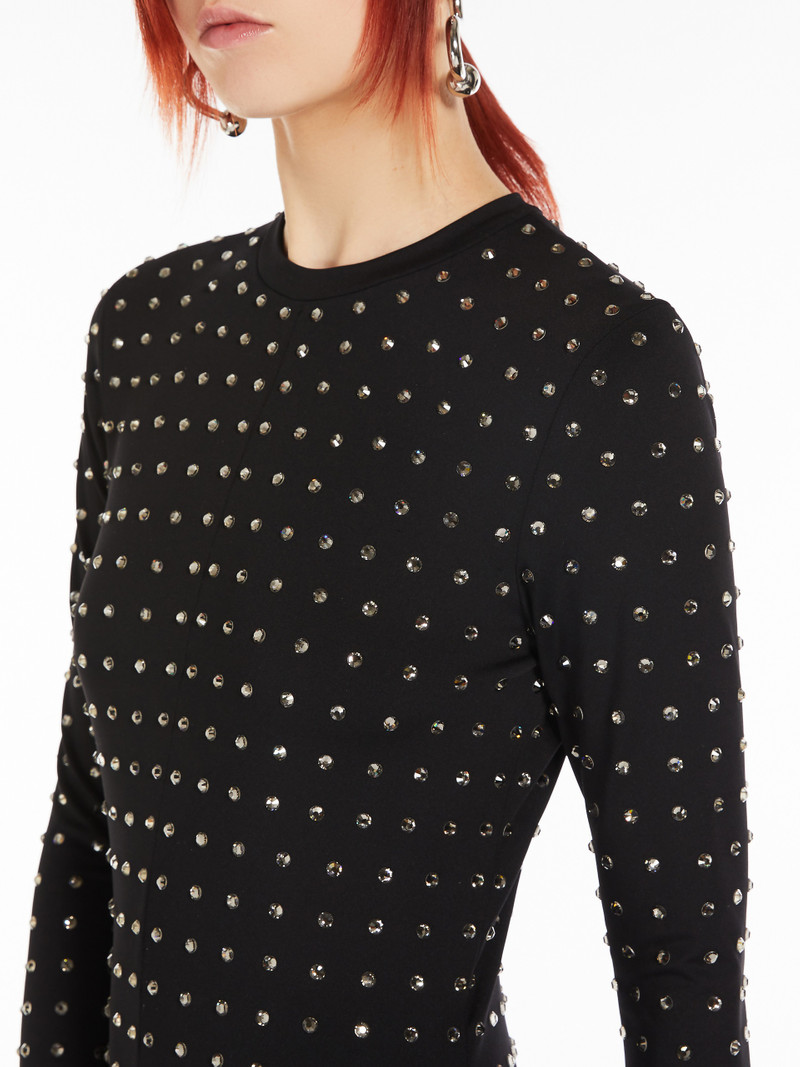 Sportmax OSCURI Scuba jersey dress with rhinestones outlook