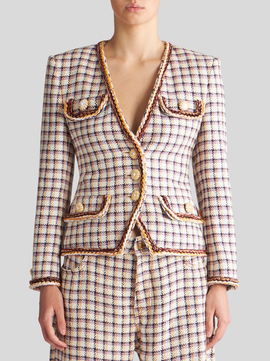 CHECK JACQUARD JACKET - 2