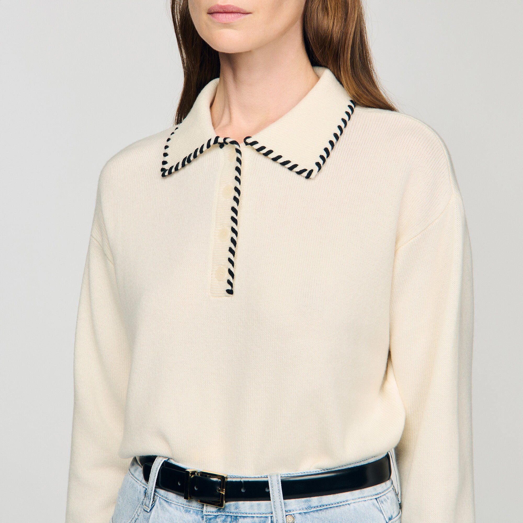 CONTRAST POLO-NECK KNIT SWEATER - 3