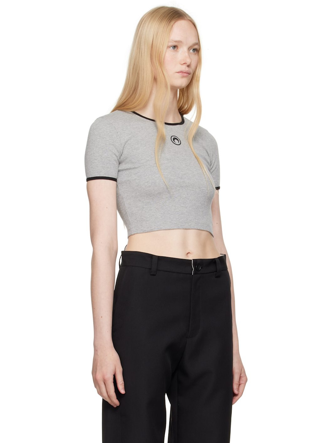 Gray Moon Logo Jersey Cropped T-shirt - 2
