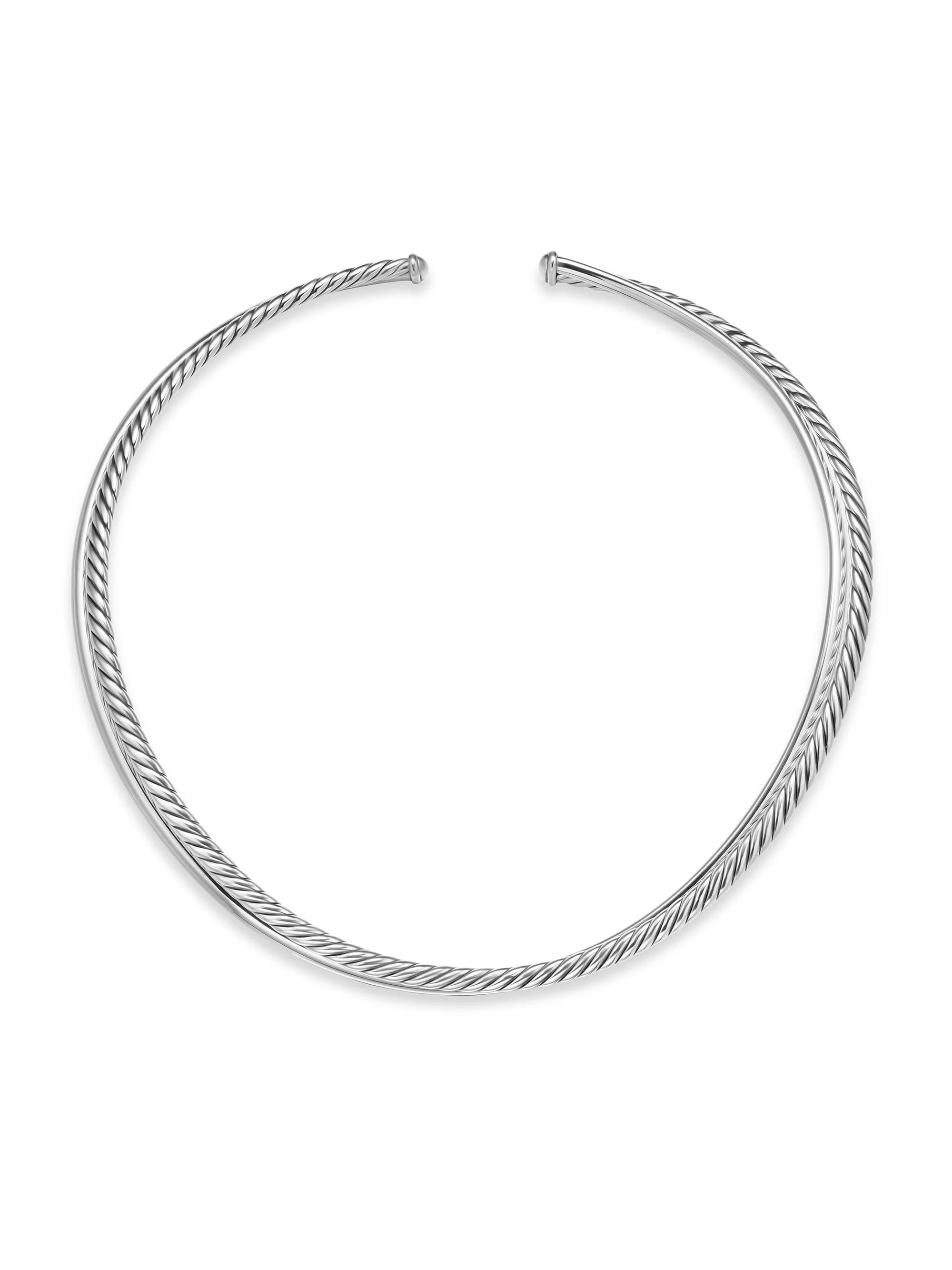 Women's Bold Crossover Collar Necklace in Sterling Silver, 10MM - Silver - 1