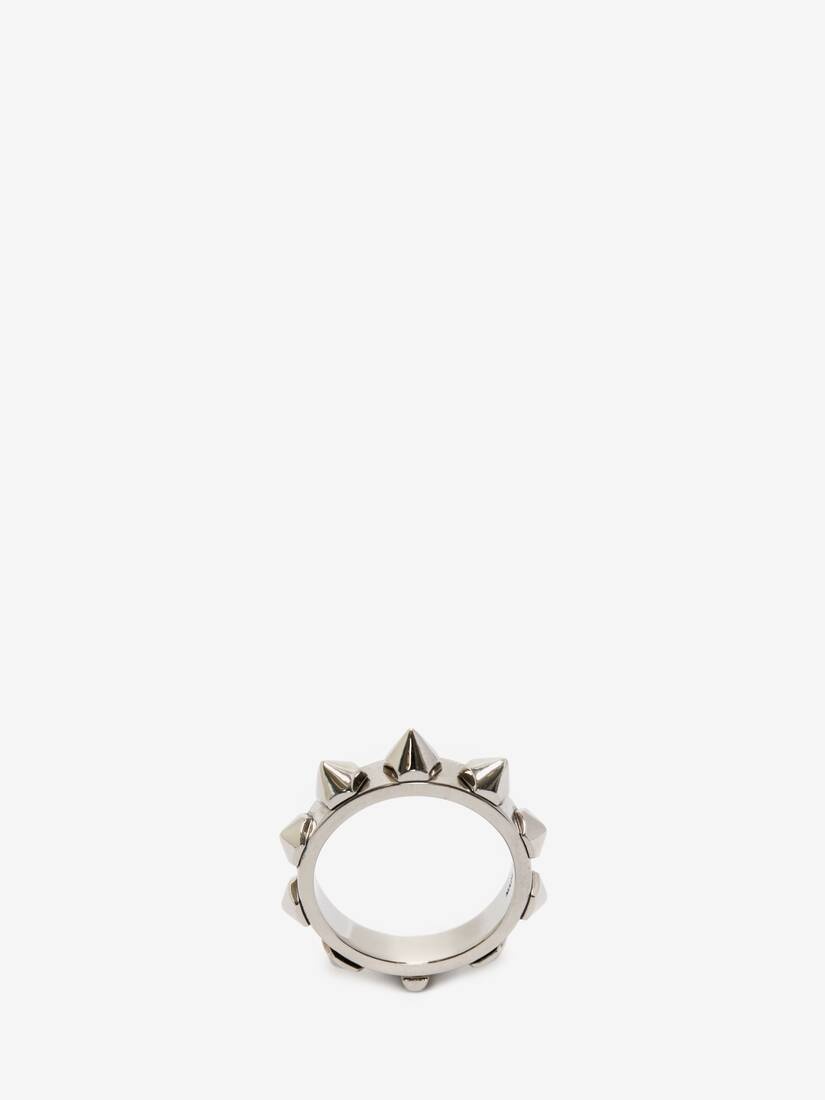 Men's Punk Stud Ring in Antique Silver - 1