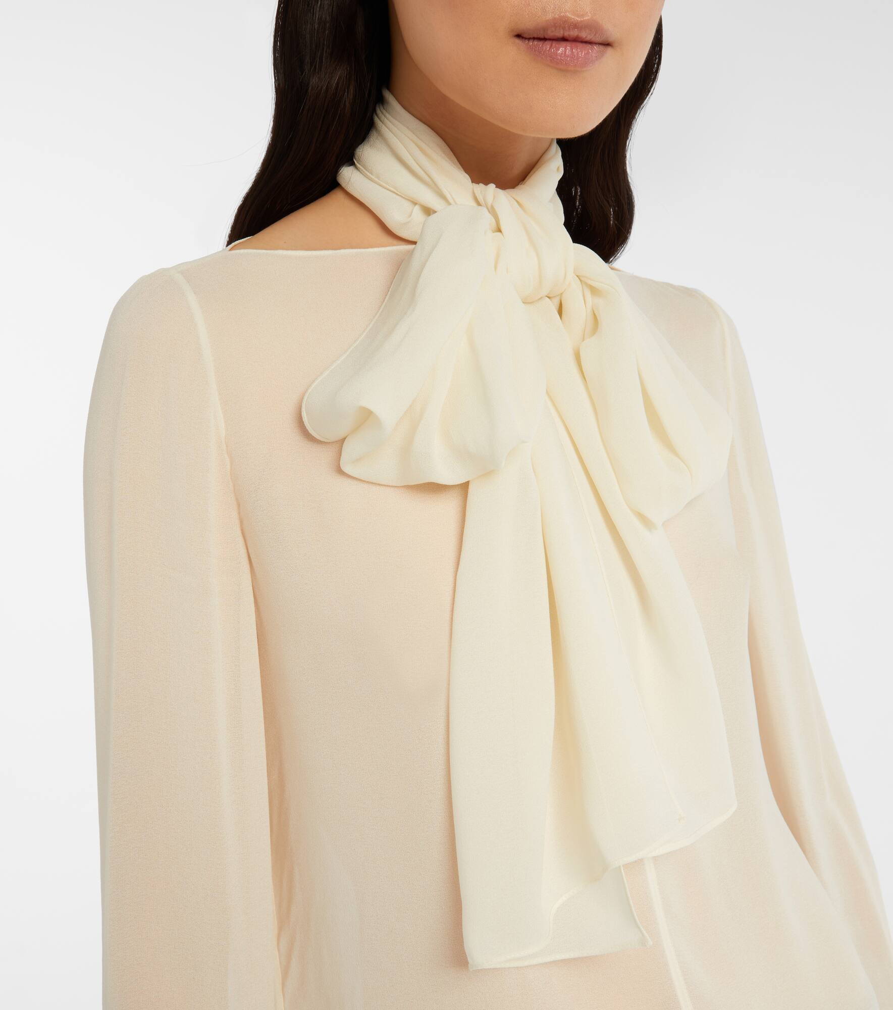Sheer tie-neck blouse - 4