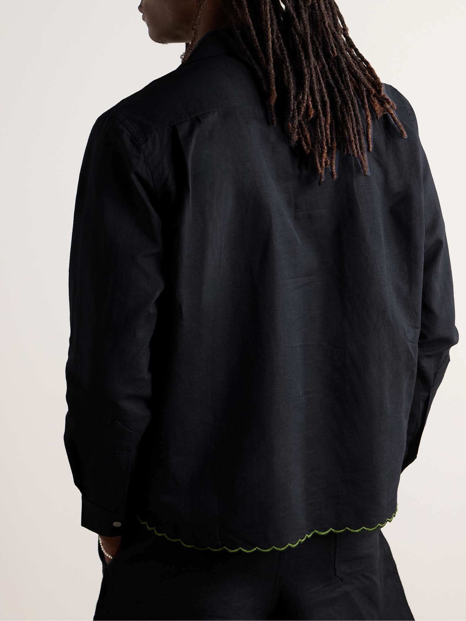 Rosefinch Embroidered Cotton and Linen-Blend Shirt - 3