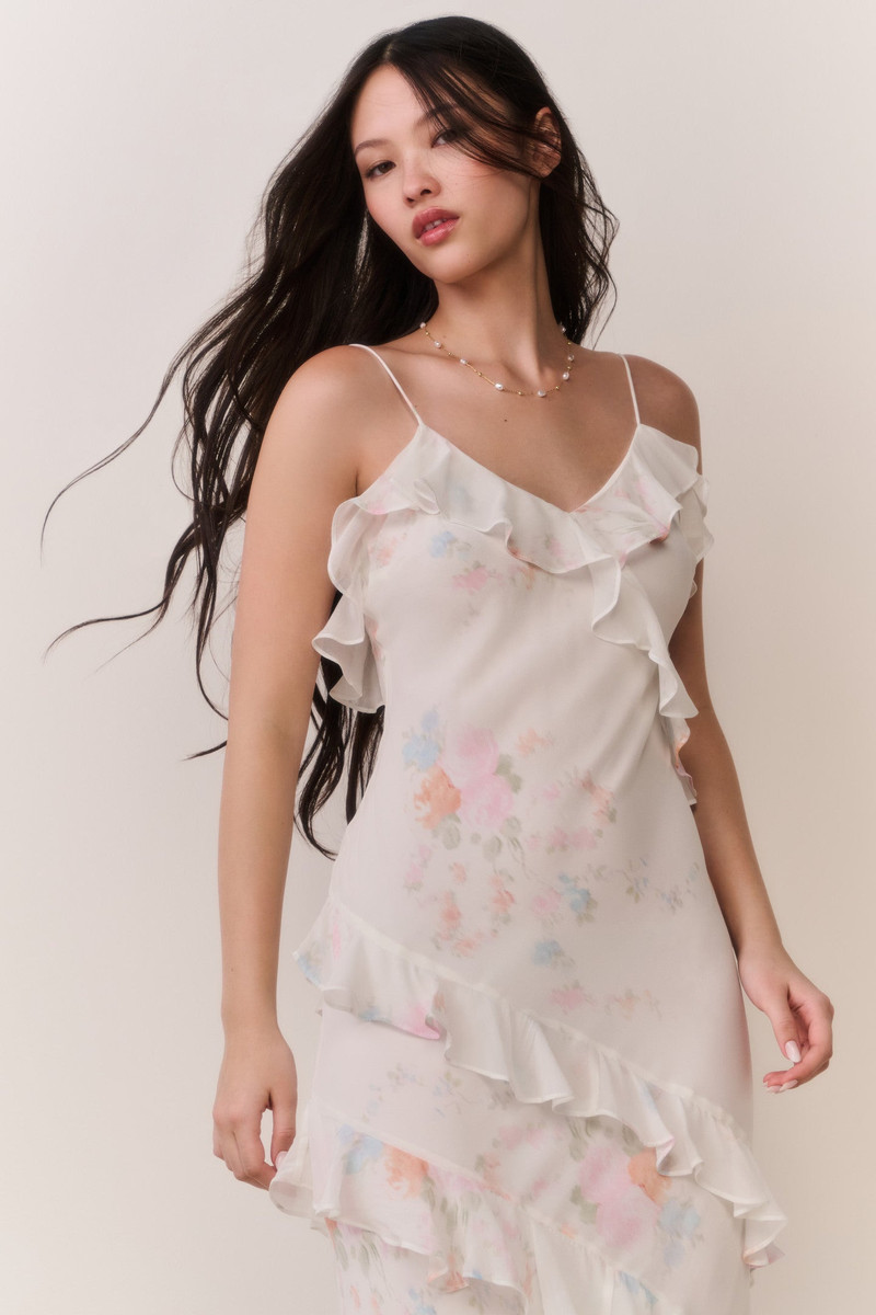 LoveShackFancy Rialto Floral Bow Print Maxi Dress outlook