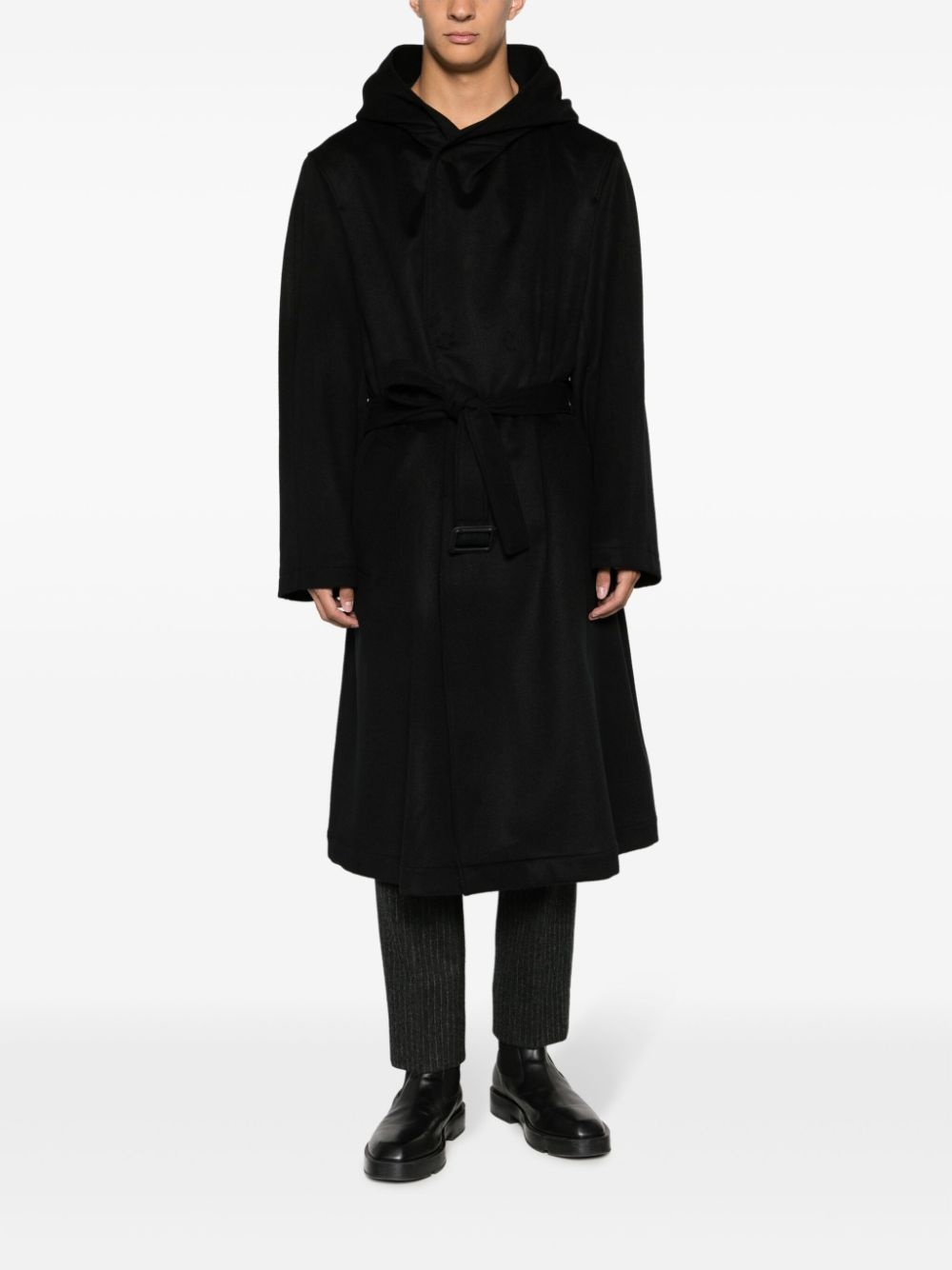 hooded belted coat - 2