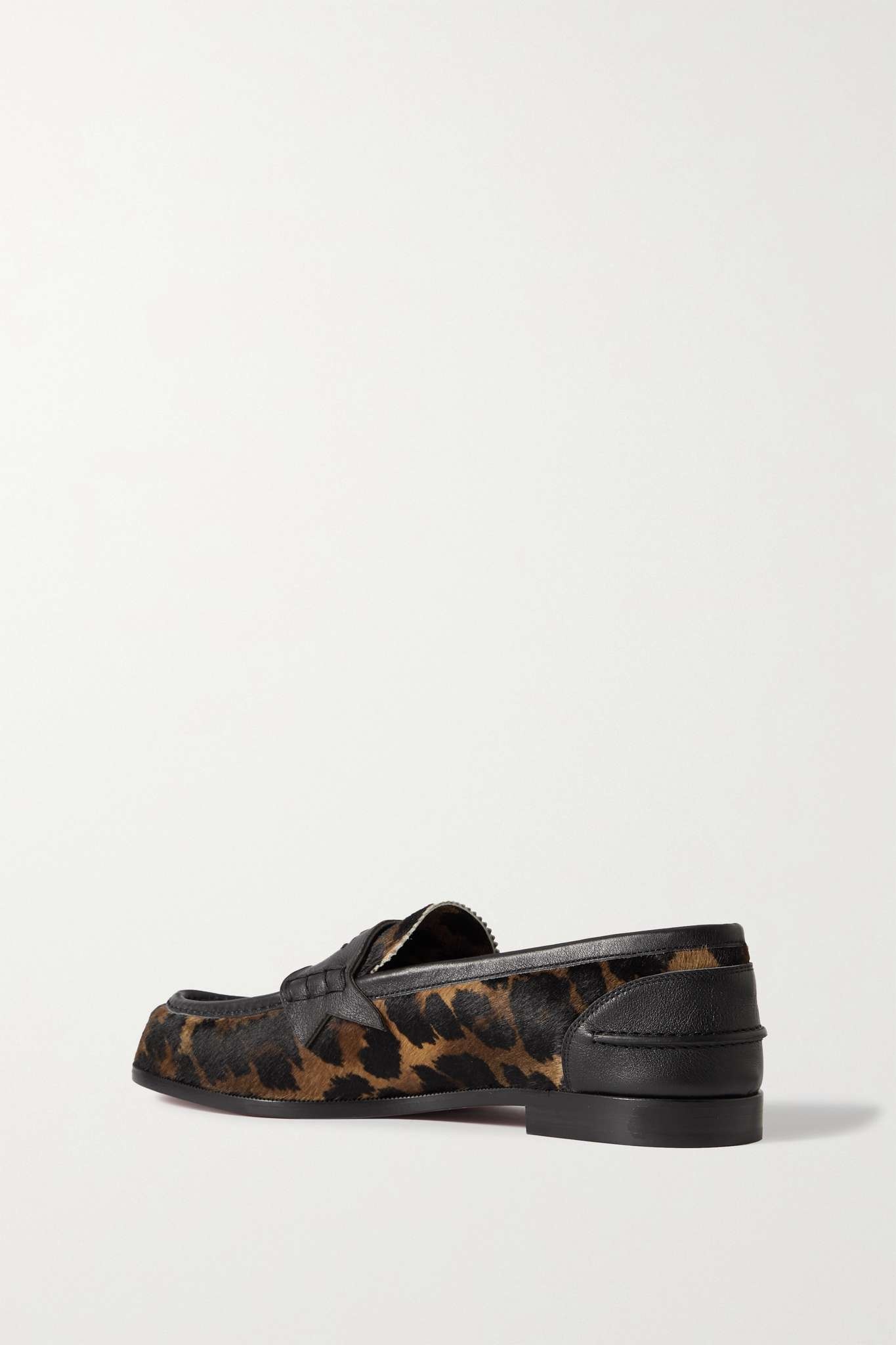 Penny Donna embellished leather-trimmed leopard-print goat hair loafers - 3