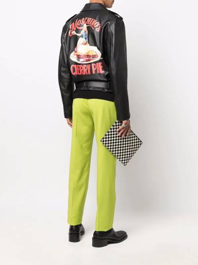 Moschino graphic-print biker jacket outlook