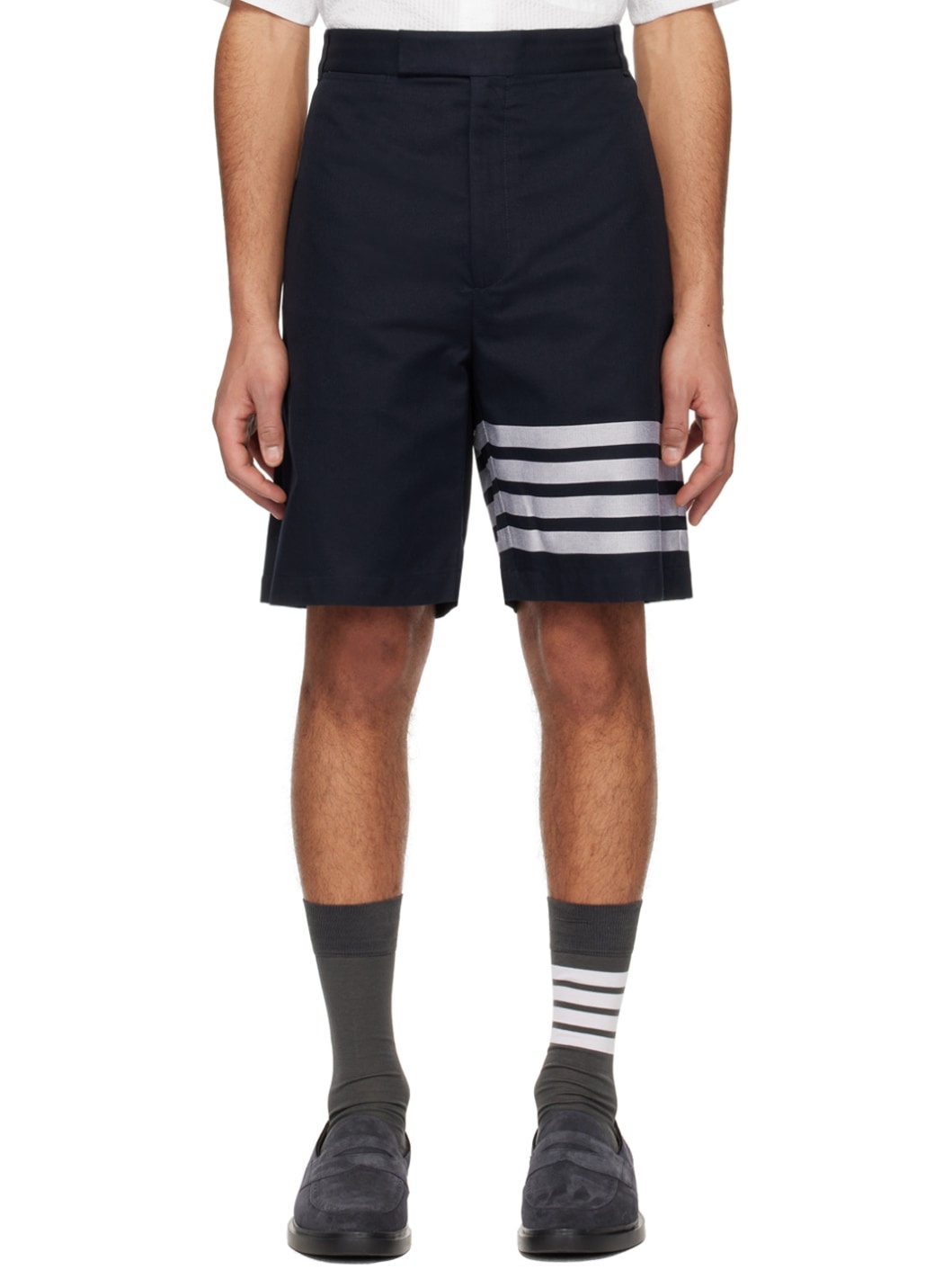 Navy 4-Bar Shorts - 1