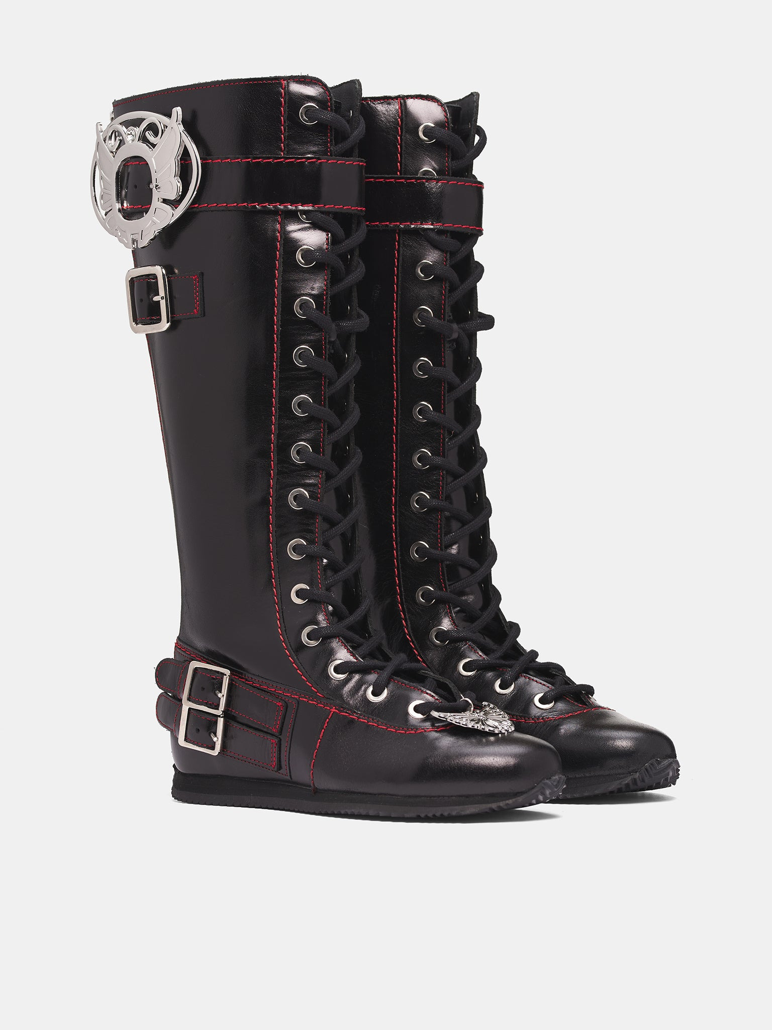 Black Leather Stefanie High Boots - 2