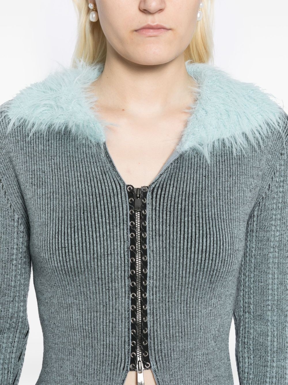 lace up knit cardigan - 5