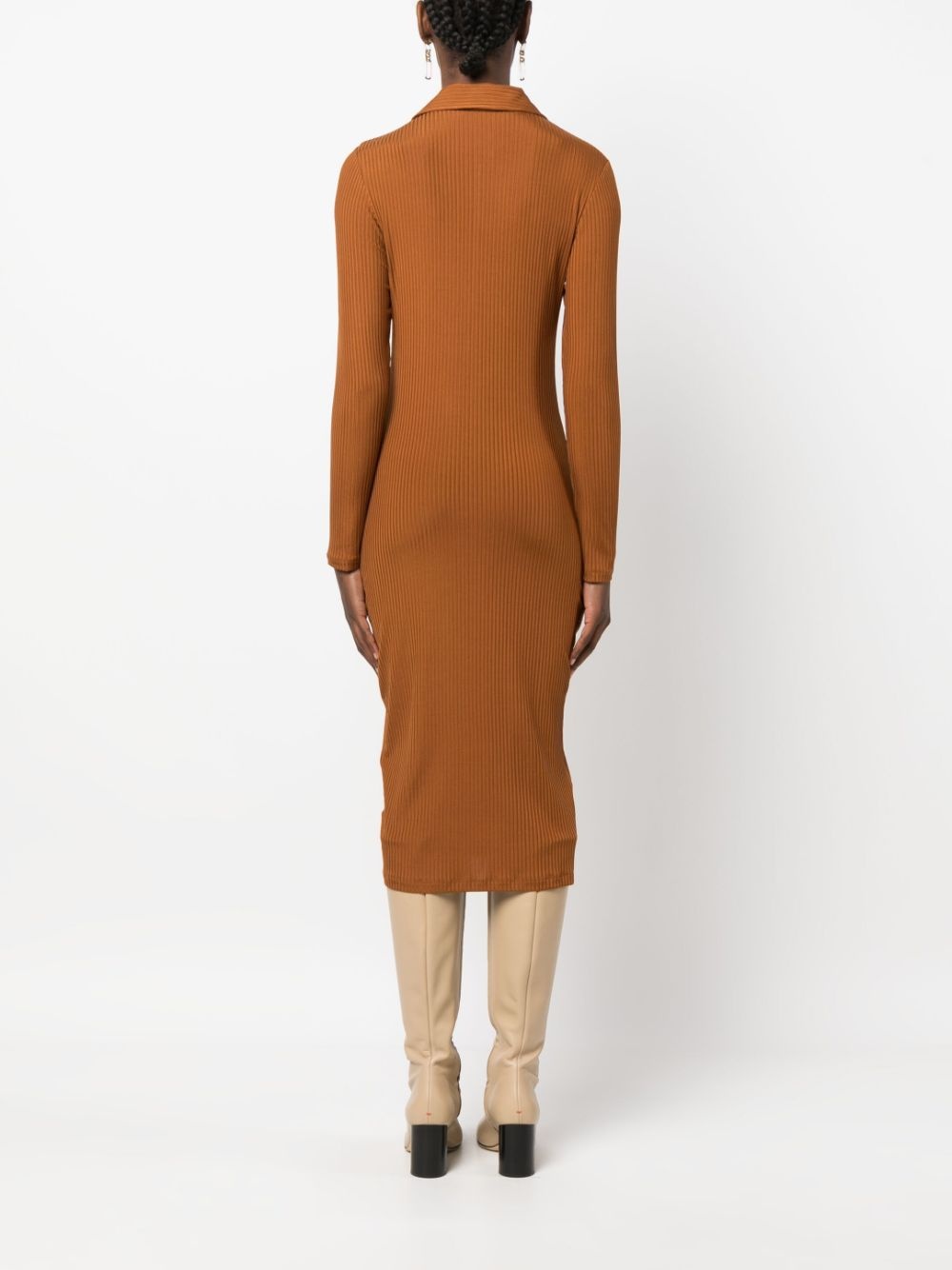 ribbed jersey polo dress - 4