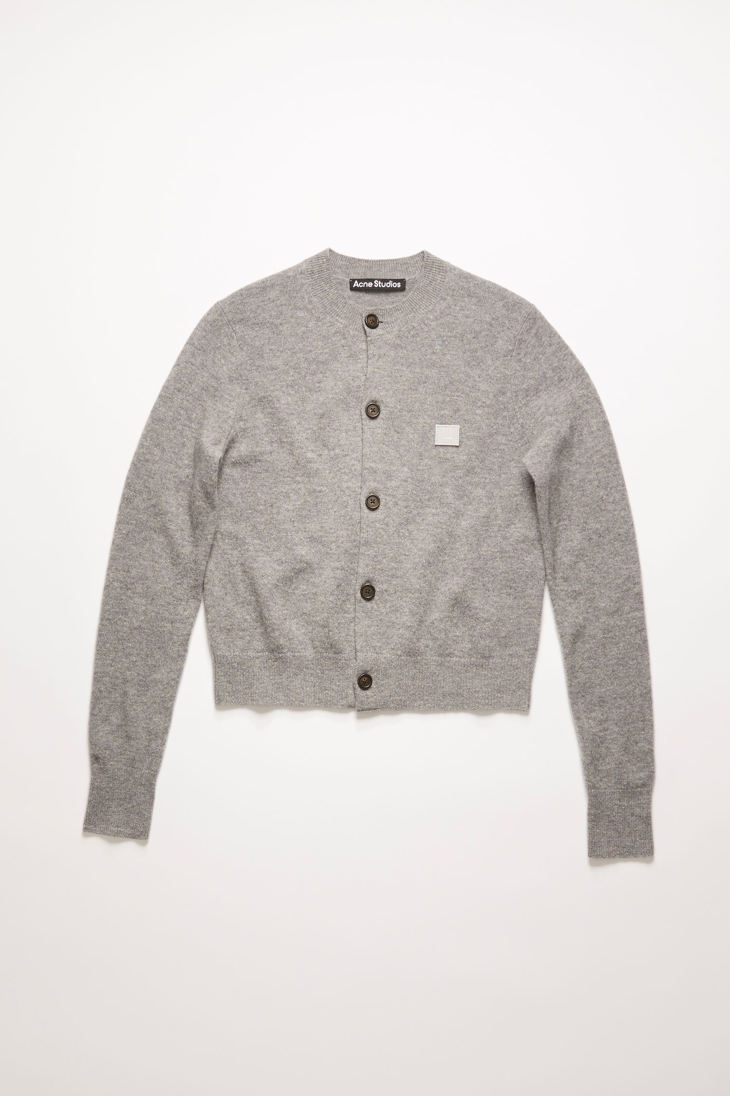 Crew neck cardigan grey melange - 1